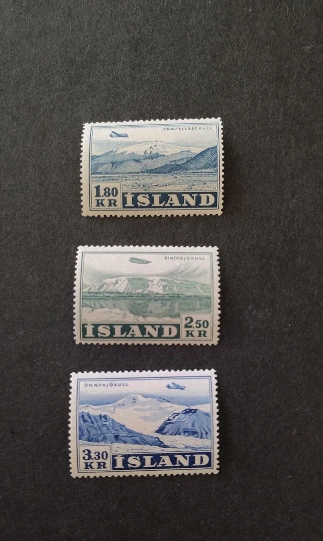 Iceland Postage Stamps Scott #C27-29, VF, MLH/OG