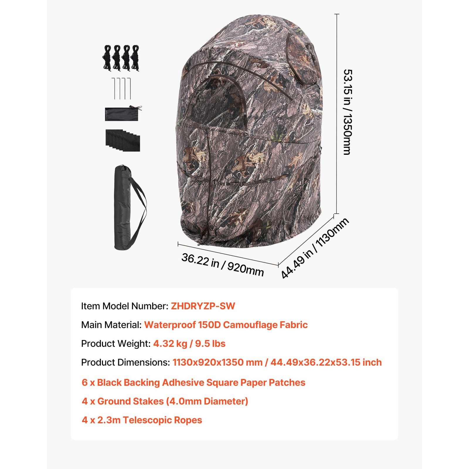 Uimoso Single Person Portable Hunting Blind Ground Deer Duck Blind Carry Bag