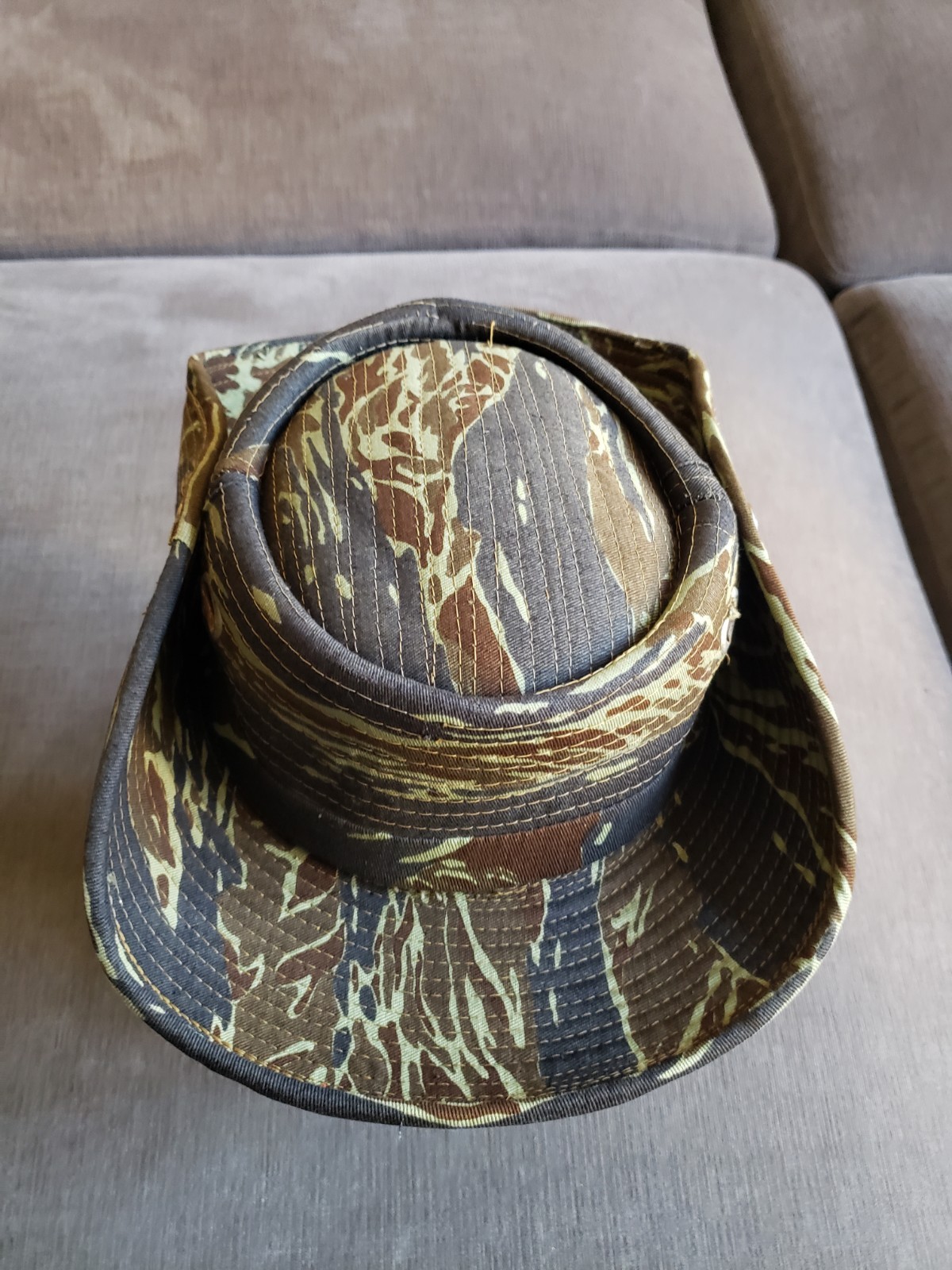 RARE! Vintage Vietnam War Era Nakhon Phanom Thailand Tiger Camo Boonie Bush Hat