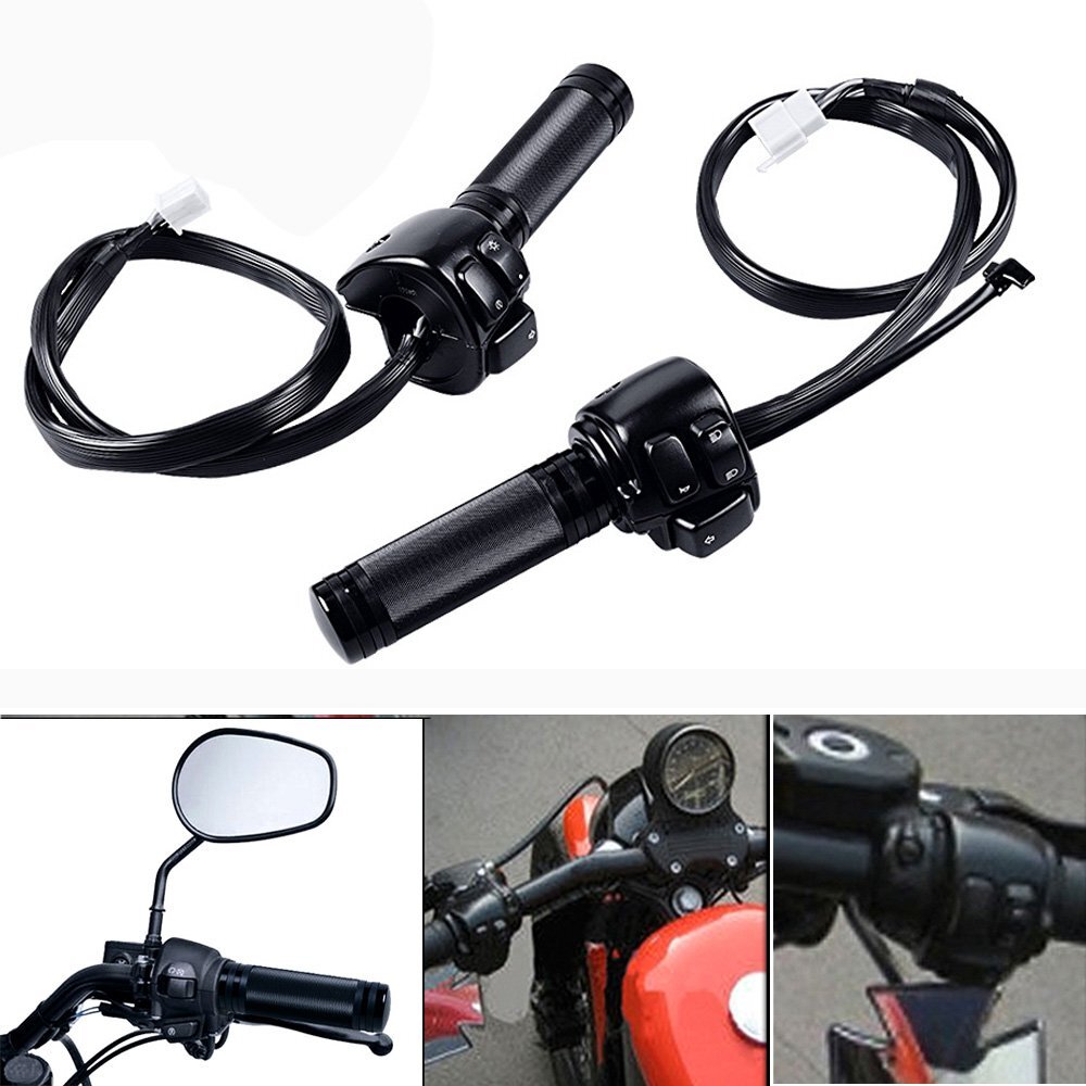 Motorcycle 1" Handlebar Control Switch Button Switches w/ Hand Grips for Harley