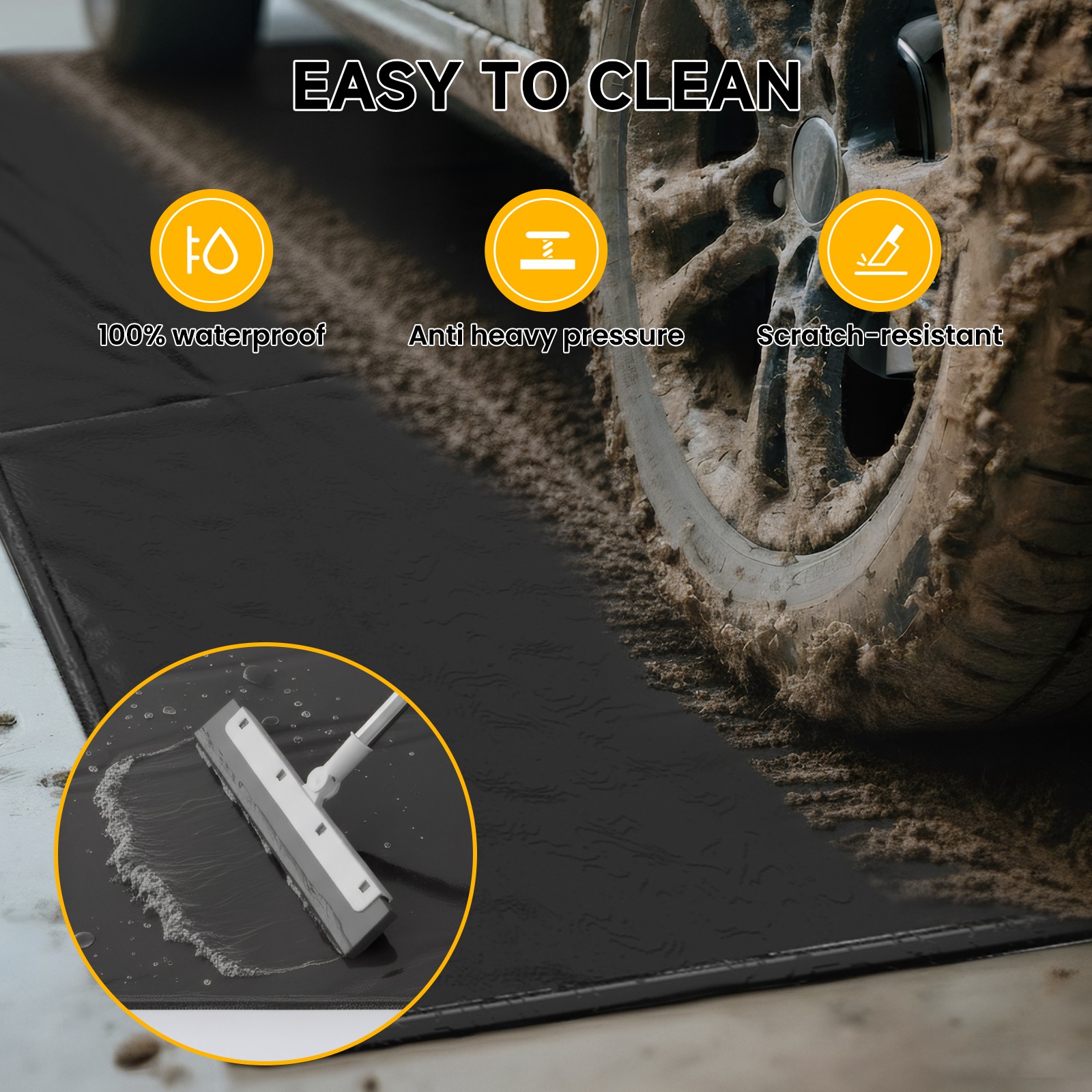 Garage Floor Mat, Non-Slip PVC Under Car Waterproof Containment Mats for Cars