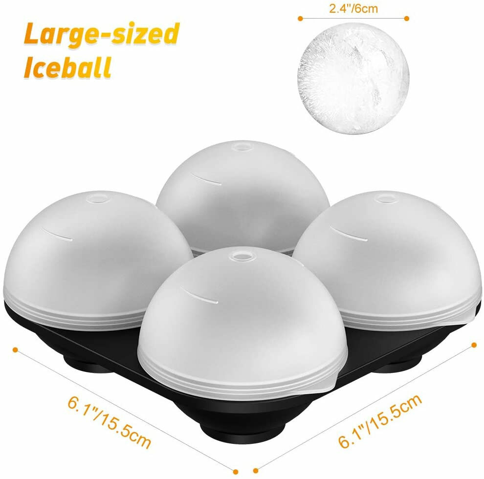 2.5" ICE Balls Maker Round Sphere Tray Mold Cube Whiskey Ball Cocktails Silicone