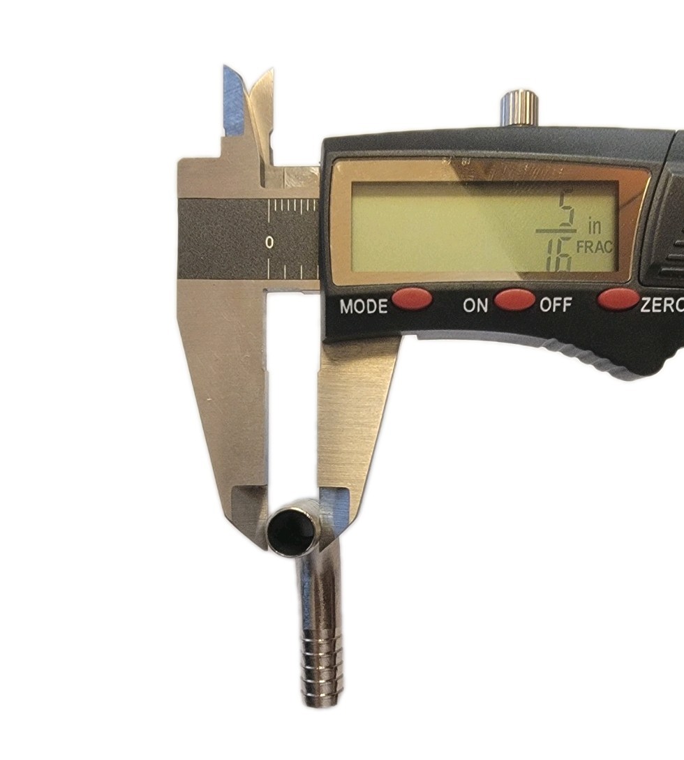 5/16 Stainless Steel Fitting 90 Degree Elbow Barb, Fits 5/16" ID Tubing