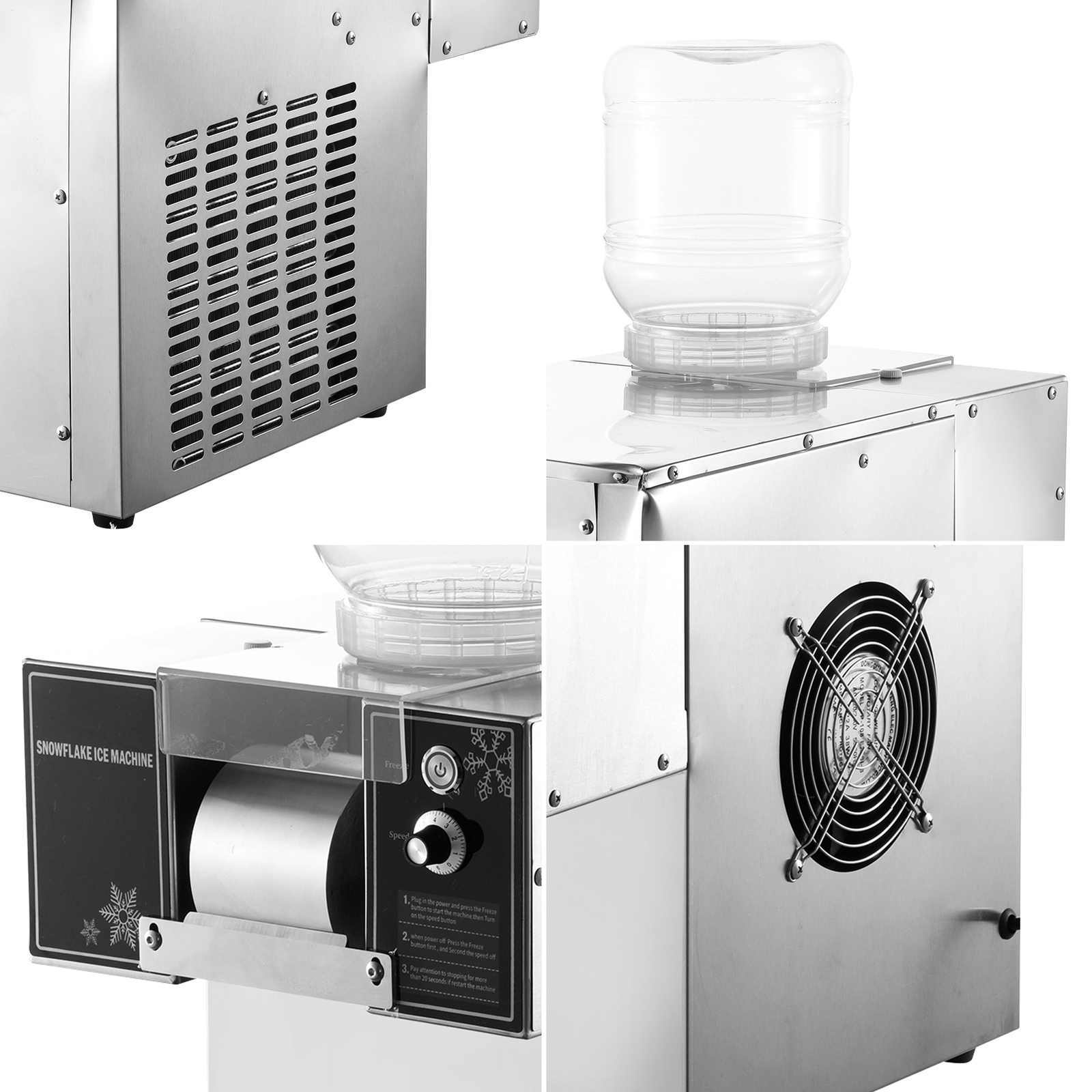 Commercial Snowflake Ice Machine, Snow Cone Machine, Ice Shaver Slush Maker