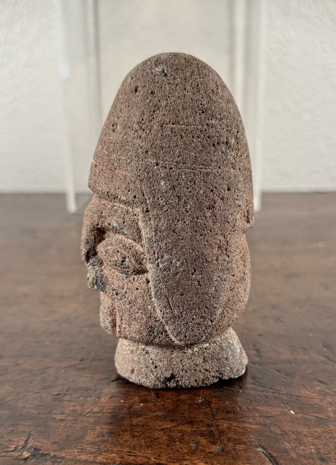 Antique Pre-Columbian Huastec Carved Stone Trophy Head Veracruz Effigy Figure