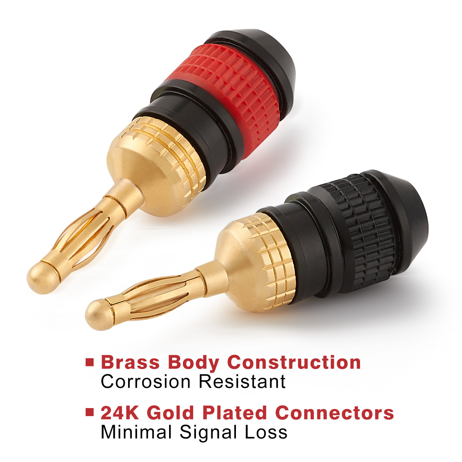 WGGE WG-008 24K Gold Safety Connector Banana Plugs (12 Pair (24 plugs))