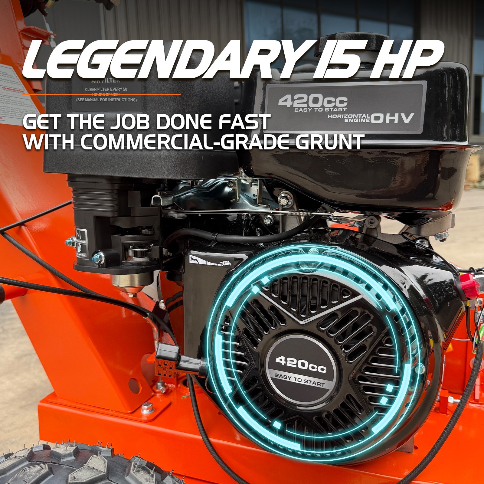 15HP Stump Grinder 420cc 15'' Cutting Height 10'' Cutting Depth Stump Grinder