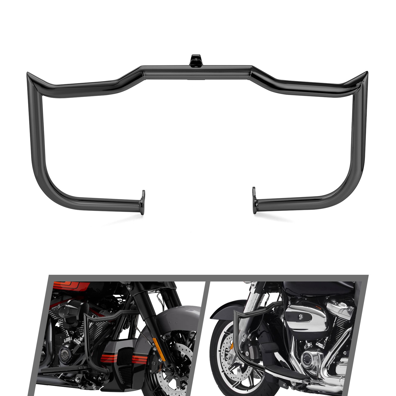 For Harley Touring Road Street Glide Black Front Engine Guard Highway Crash Bar