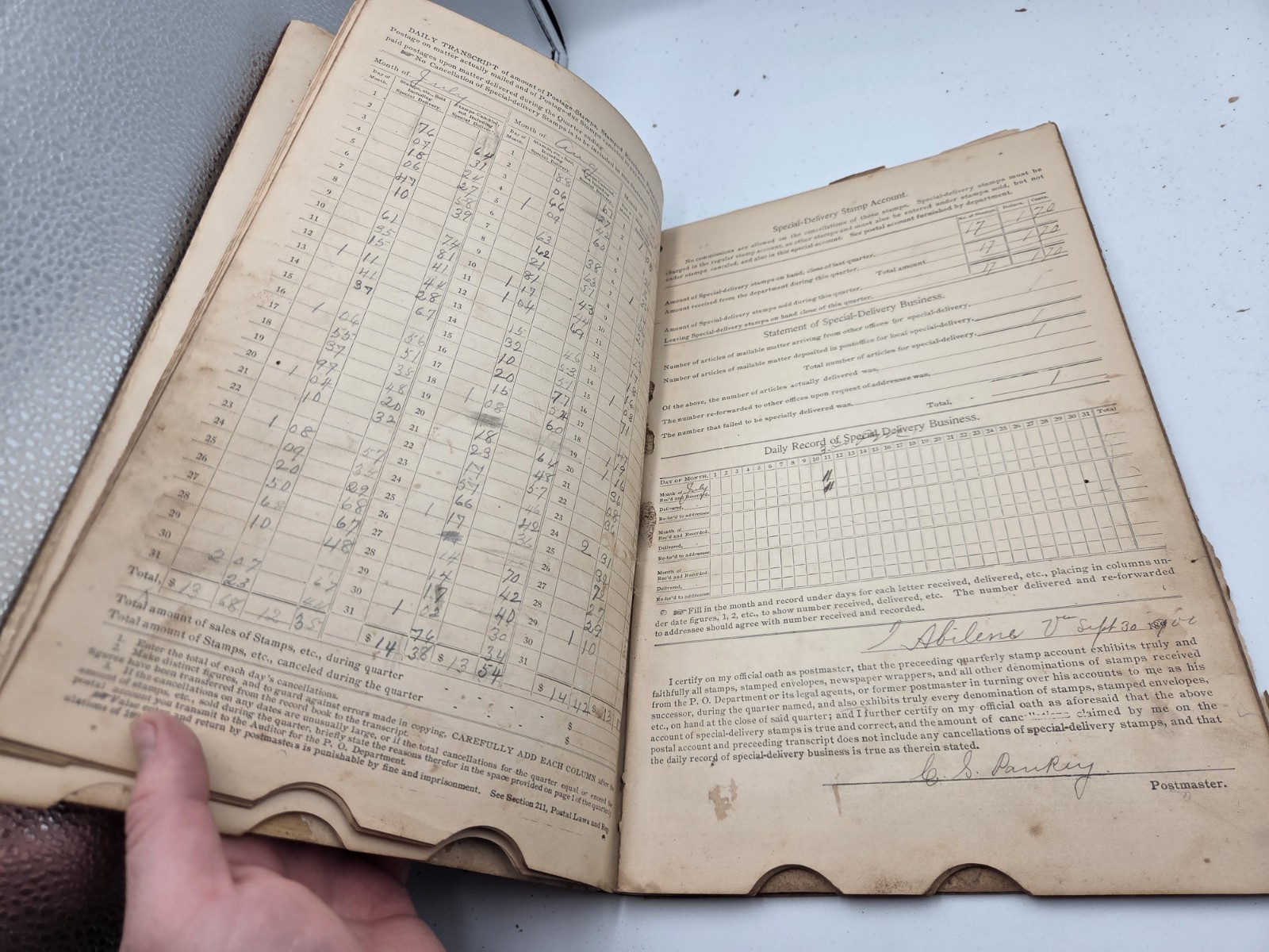 (4) Antique Postmasters Account Record Book 4th Class Abilene Virginia 1899-1906