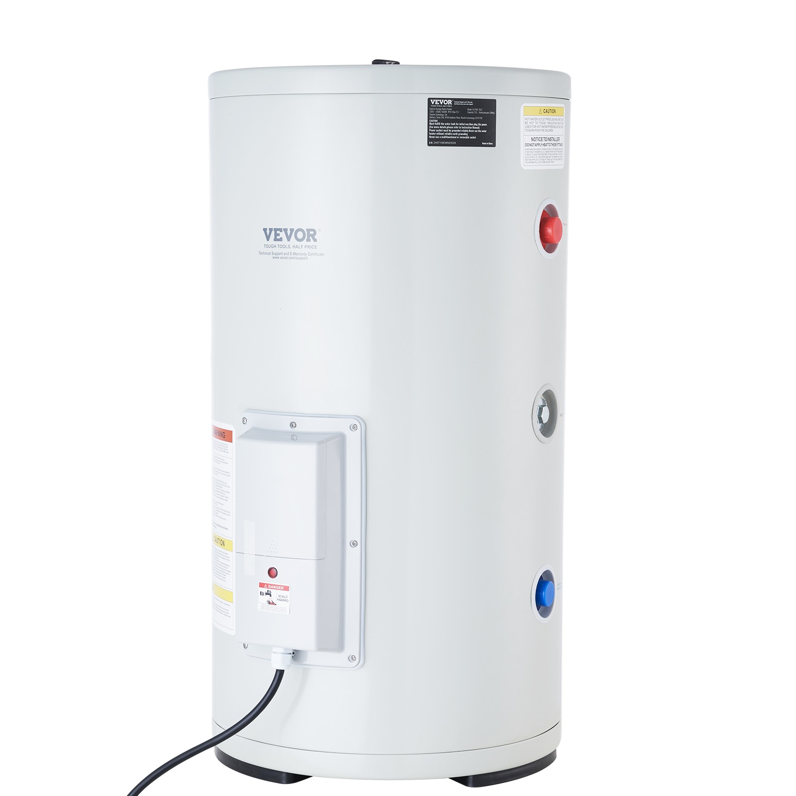 VEVOR 18 Gallon Electric Water Heater Instant Hot 1.6Kw LED Display for Shower