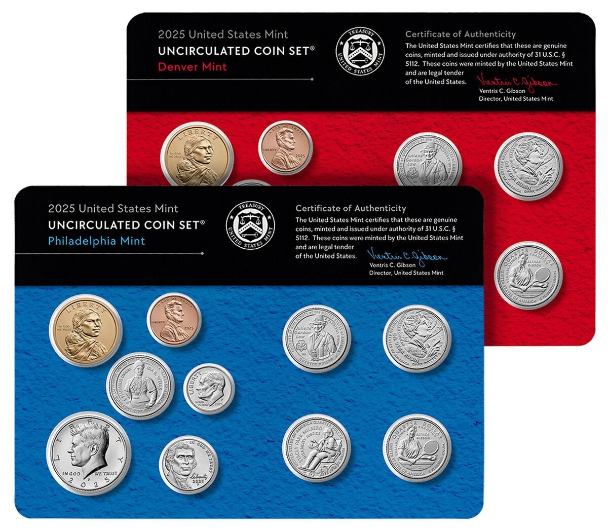 2025 US MINT UNCIRCULATED DENVER & PHILADELPHIA SET 20 COINS SEALED BOX 25RJ %.