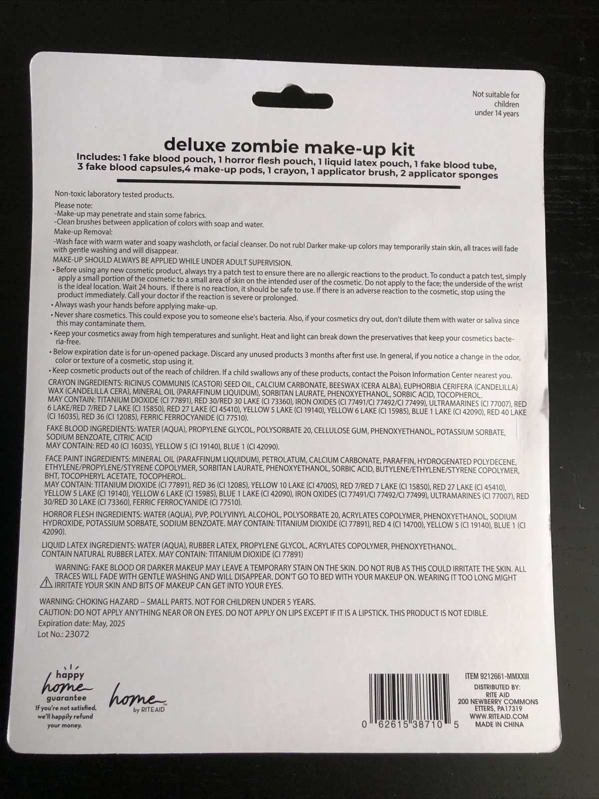 Deluxe Halloween Zombie Make-up Kit, Fake Blood, Sponges, Make-up, Flesh (NEW)