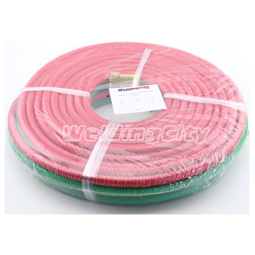 WeldingCity® 25-ft Grade-T Twin Hose 1/4" B-B Fitting Acetylene Propane Oxygen