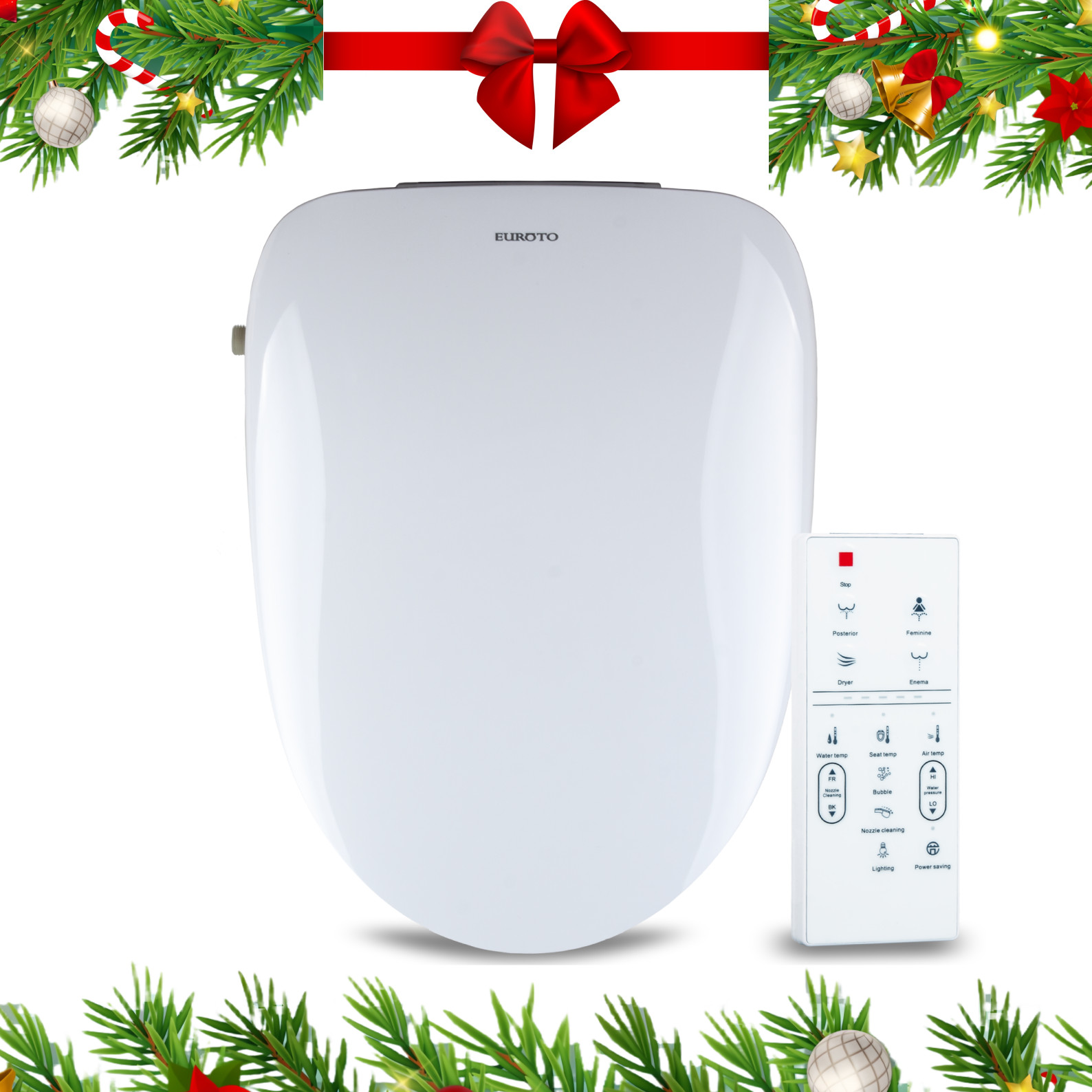 Smart Toilet Seat Electric Bidet Elongated Auto Deodorization Heated Nightlight