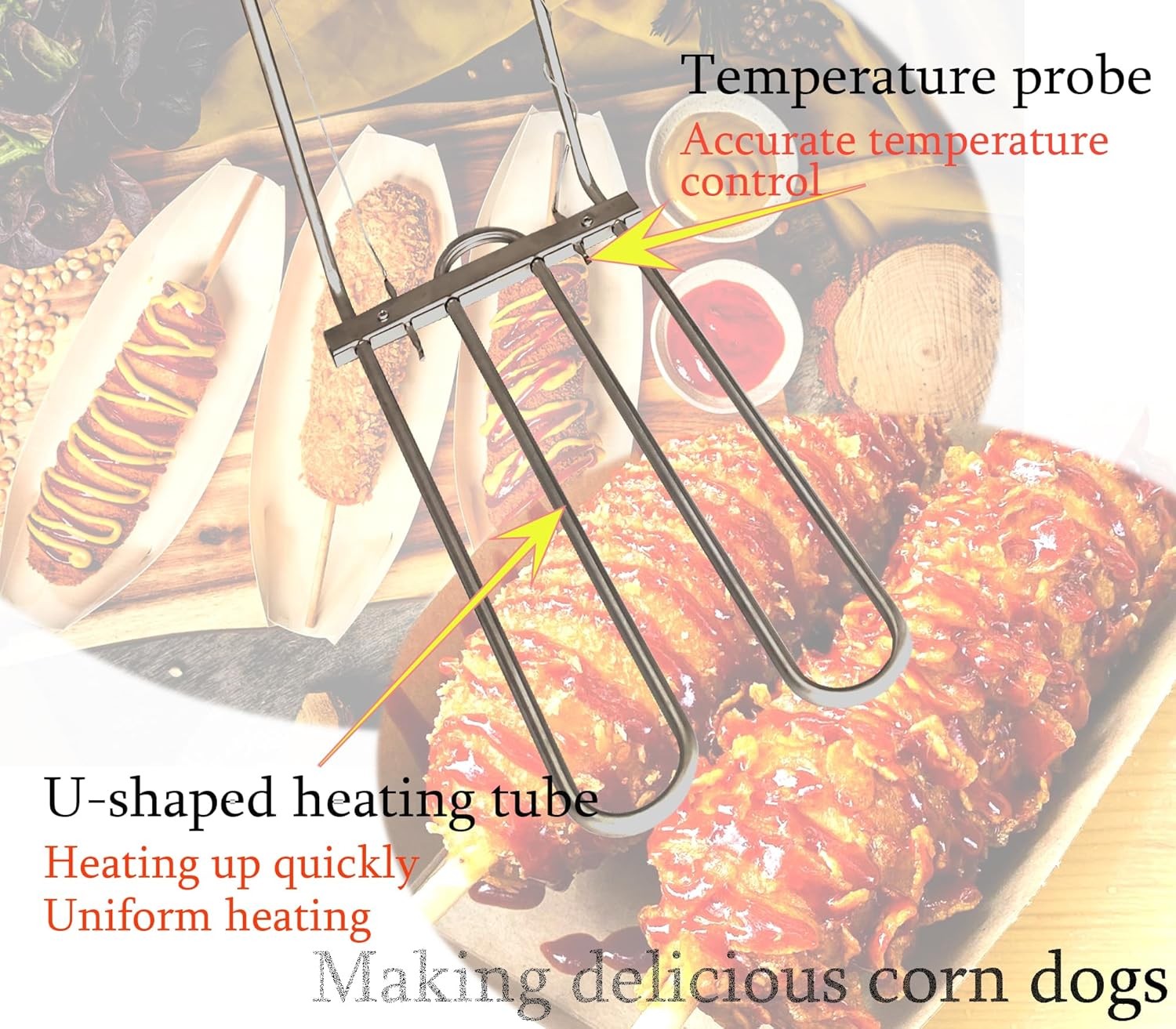 25LElectric Hot Dog Deep Fryer Cheese Corn Dog Machine Hot Dog Stick Fryer 3000W