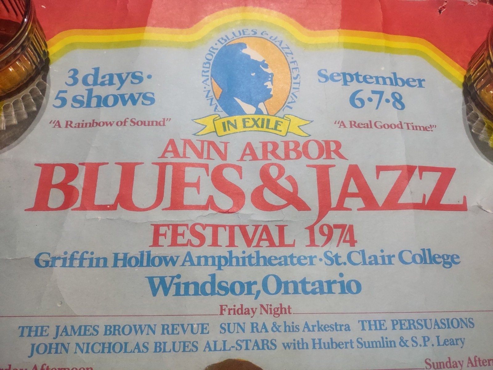 ORIGINAL 1974 ANN ARBOR BLUES & JAZZ FESTIVAL POSTER FEATURING JAMES BROWN