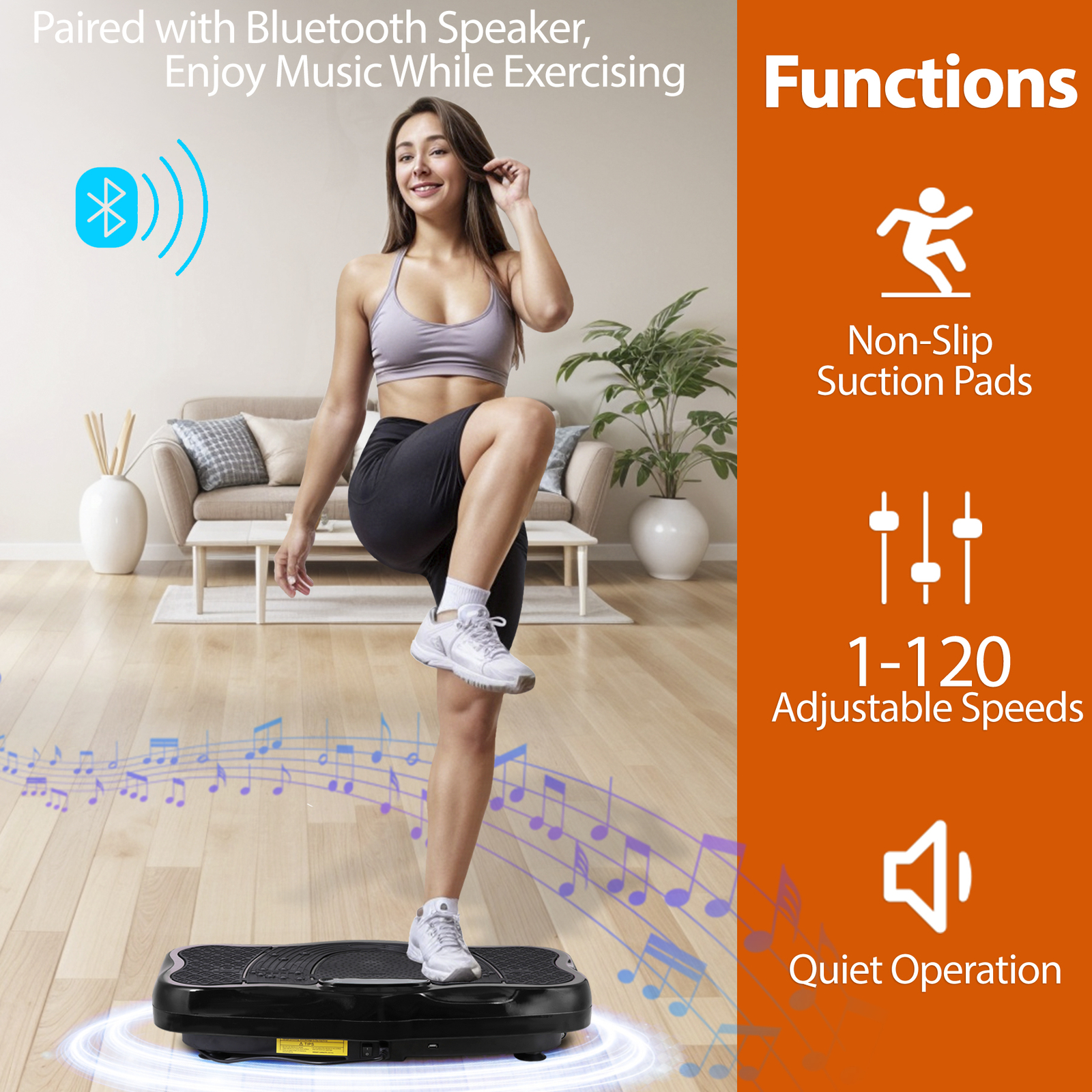 Vibration Platform Lymphatic Drainage Machine for Weight Loss Workout Black
