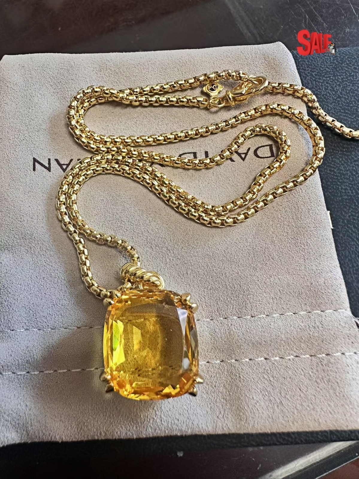 NEW/DAVlDYurmanSterling&GOLD Diam Lemon*Citrine 14mm Chatelaine