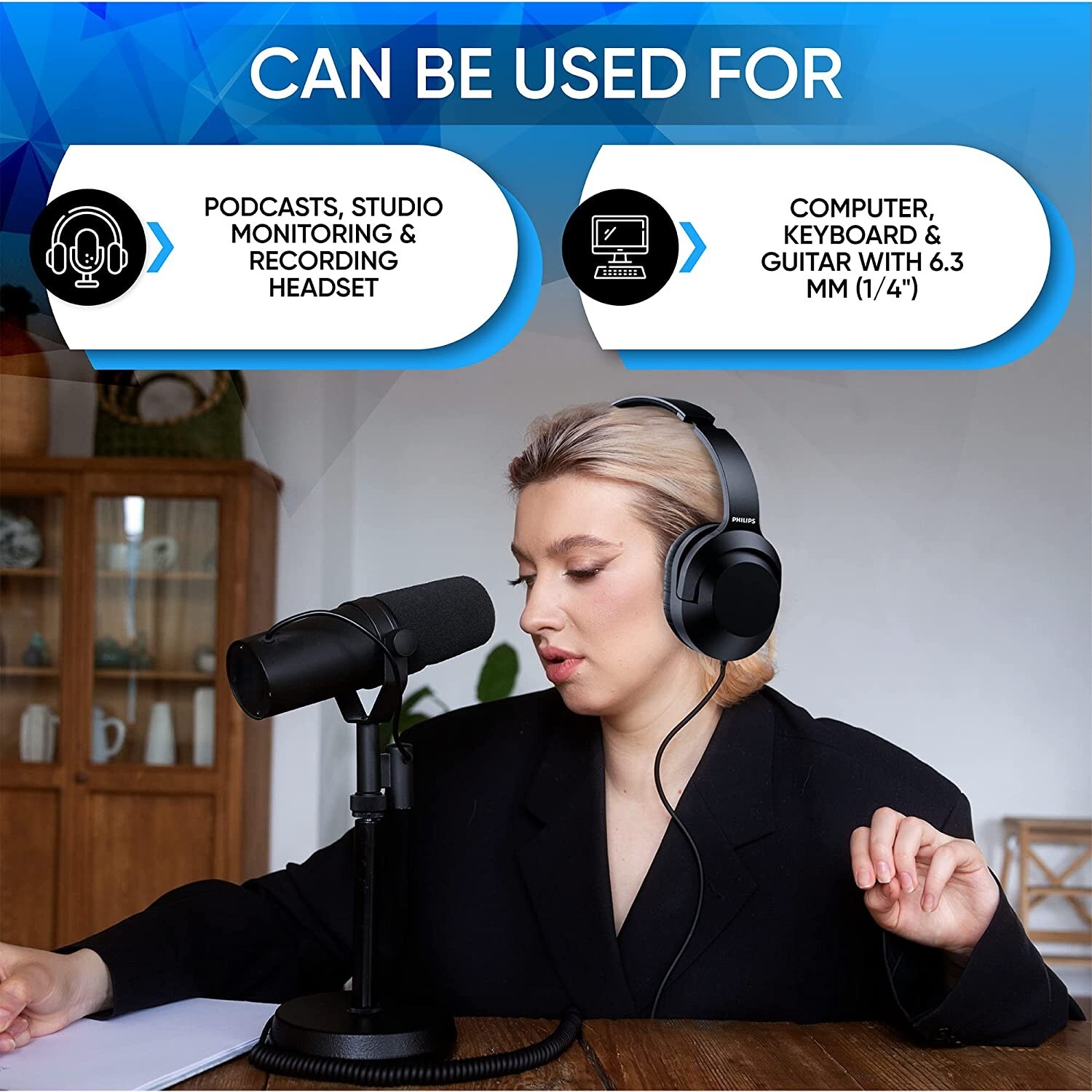 Philips Over the Ear Wired Stereo Headphones -TAH2005- Black