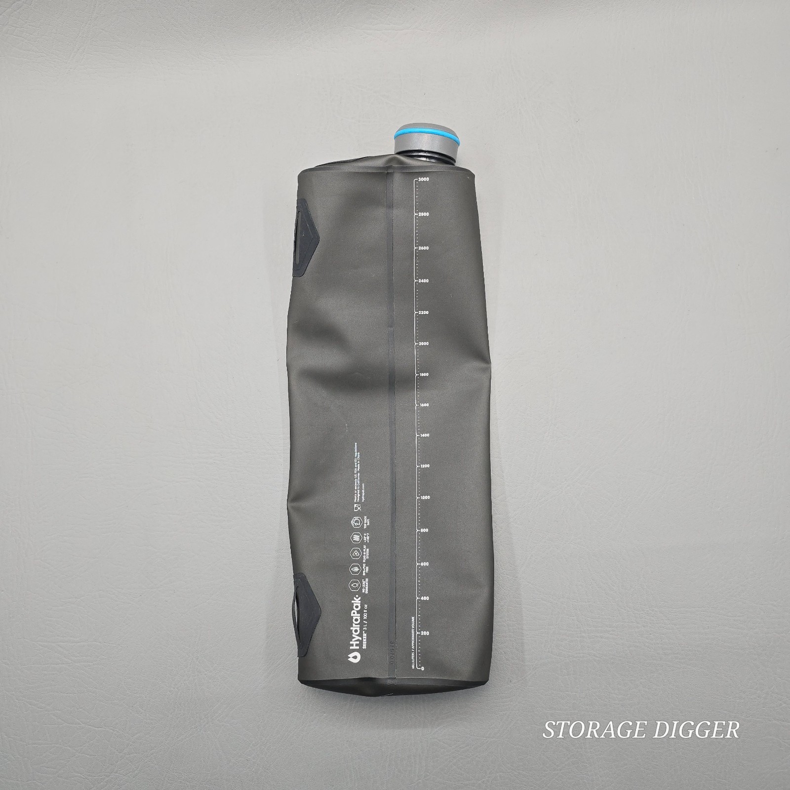 HydraPak Seeker 3 Litre Collapsible Camping Water Bottle Storage Reservoir Gray