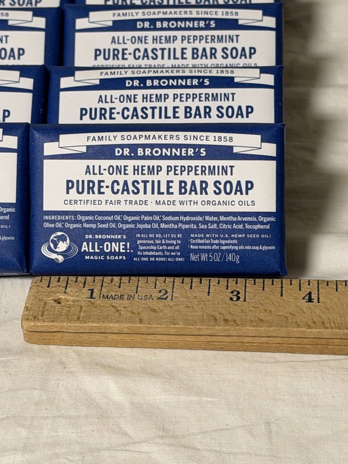 Dr. Bronner's All-One Pure-Castile Peppermint Magic Bar Soap 10 TEN 5 oz Bars