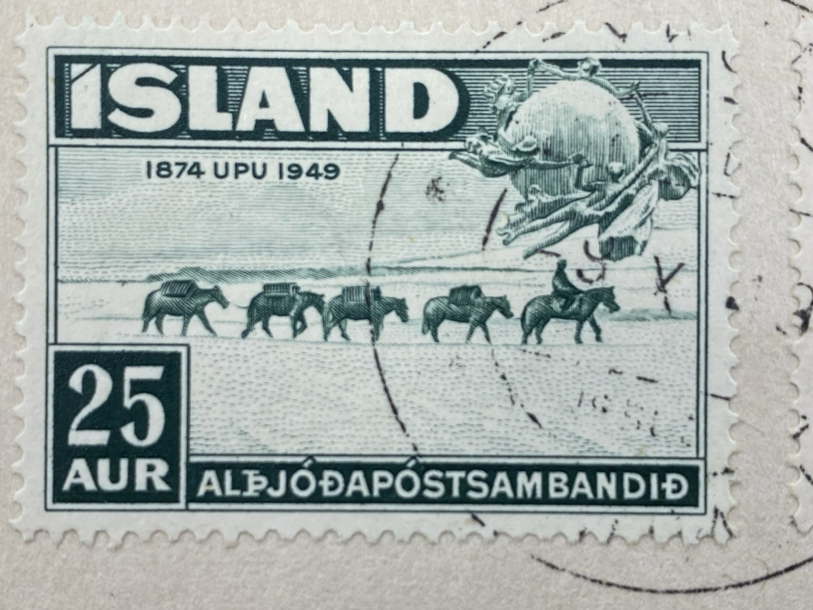 1949 ICELAND FDC UPU 75TH ANIV, Registered First Day Cover, to New York, N.Y.