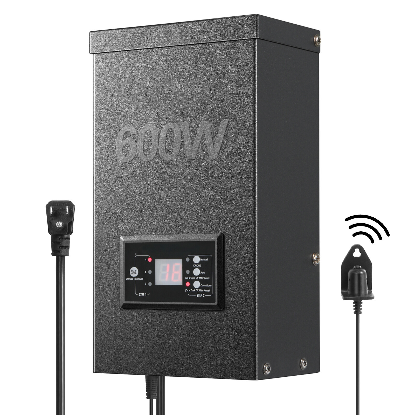 600W Low Voltage Landscape Transformer with Timer and Photocell Sensor