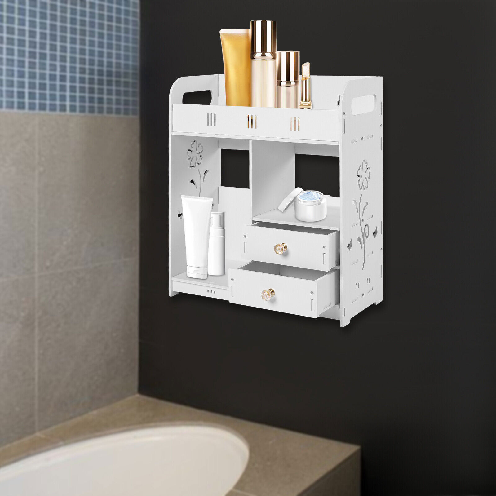 Bathroom Cabinet Wall Mount Medicine Cabinet Storage Cupboard Organizer White
