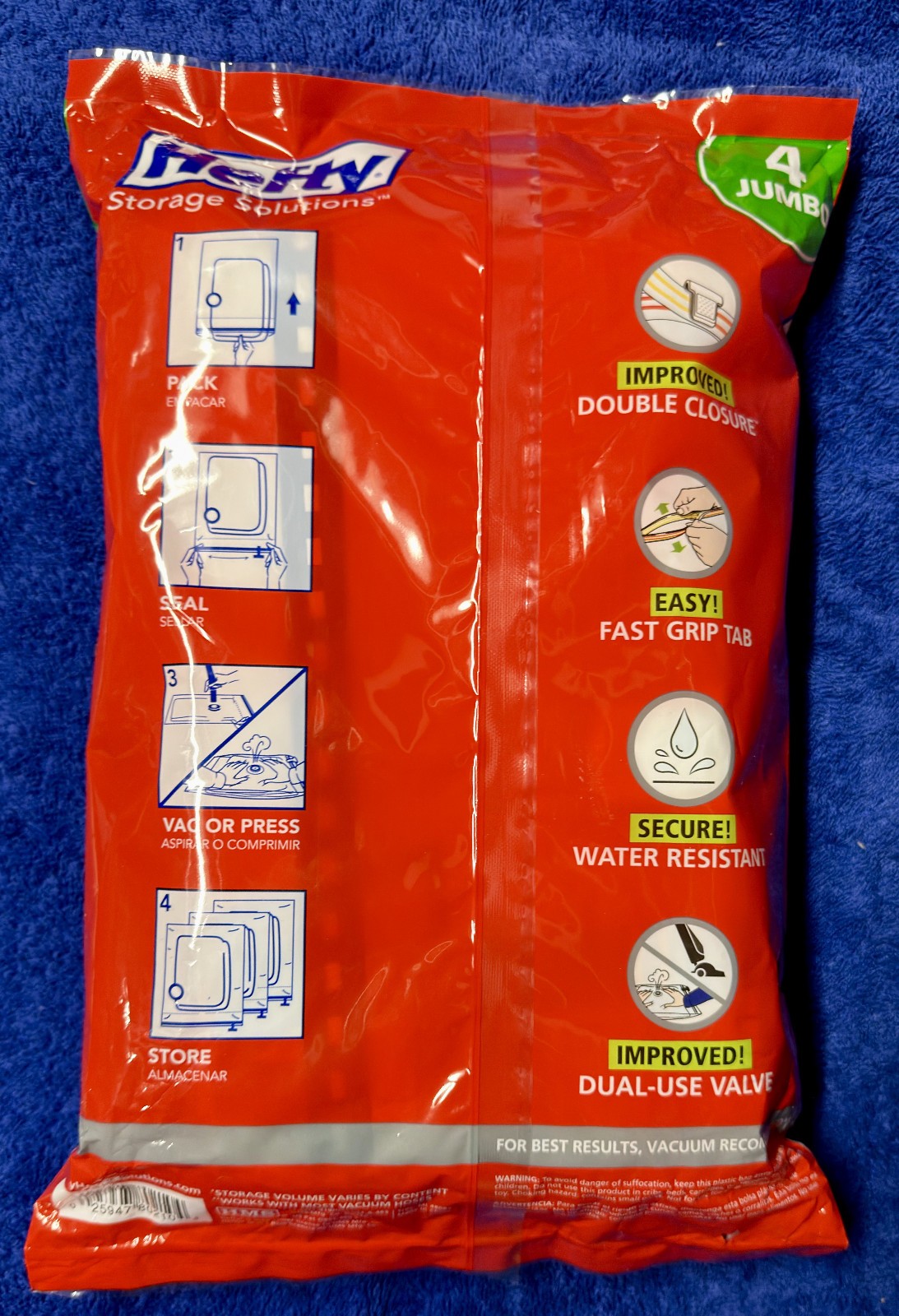 Hefty Shrink-Pak Vacuum Storage Bags – 4 Jumbo Cubes