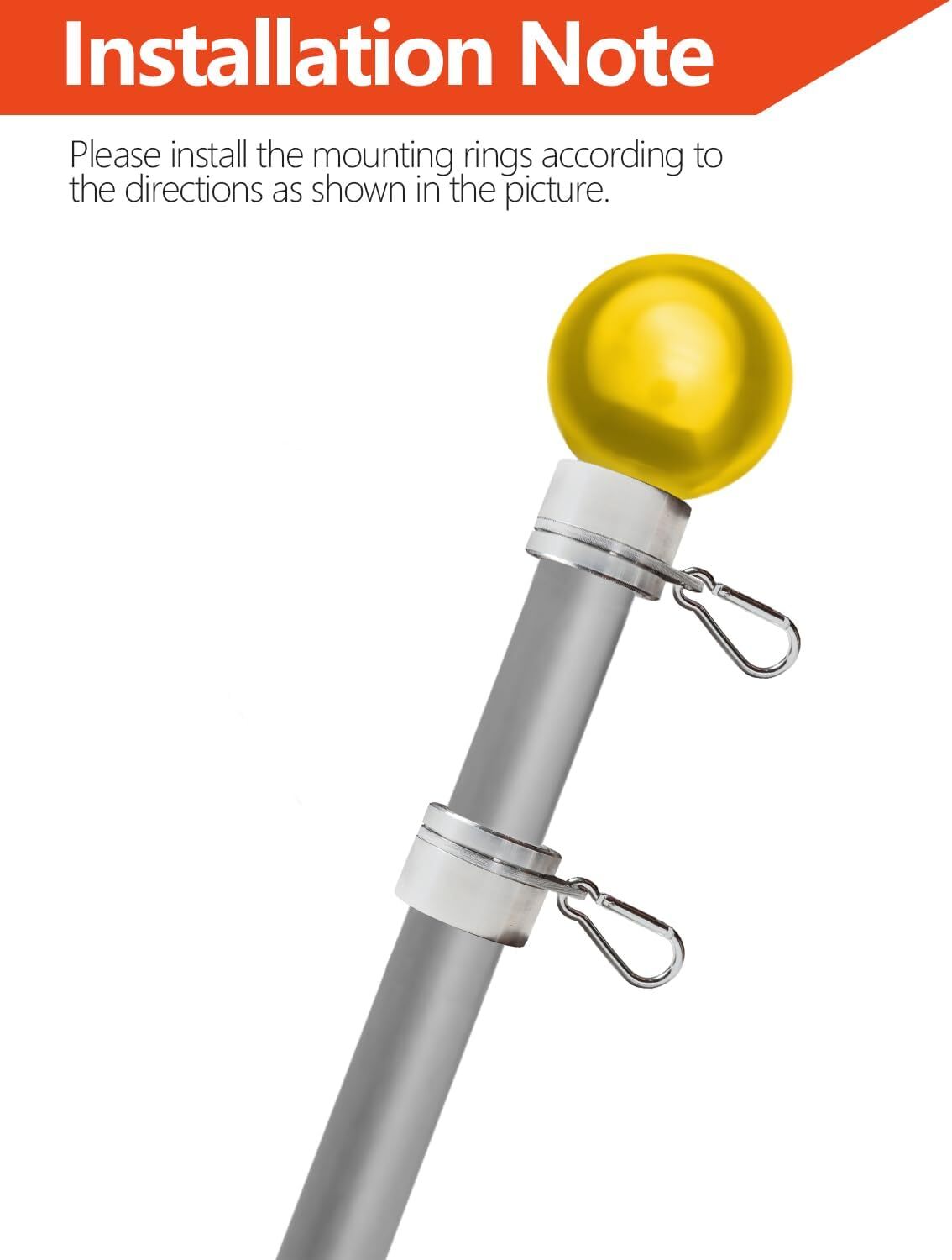 2pcs 1.25" Aluminum Flag Pole Mounting Rings Anti Wrap 360° Rotatable Rings