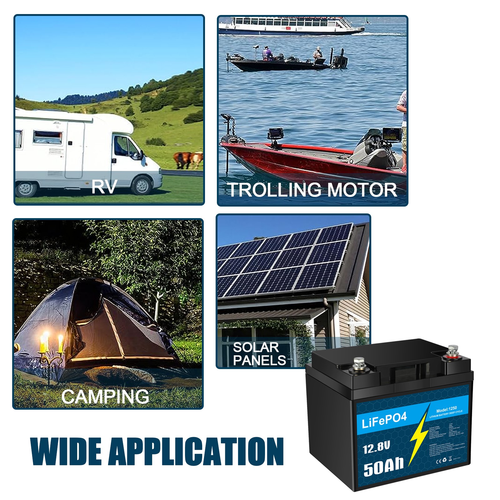 2 Pack KUNLUN Lithium Battery Lifepo4 12V 50Ah Solar Batteries for Deep Cycle RV