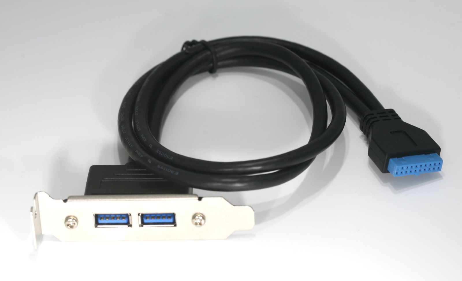 Low Profile USB 3.0 Panel Mount Dual Port 20 Pin Header Cable 1U 20 Inch