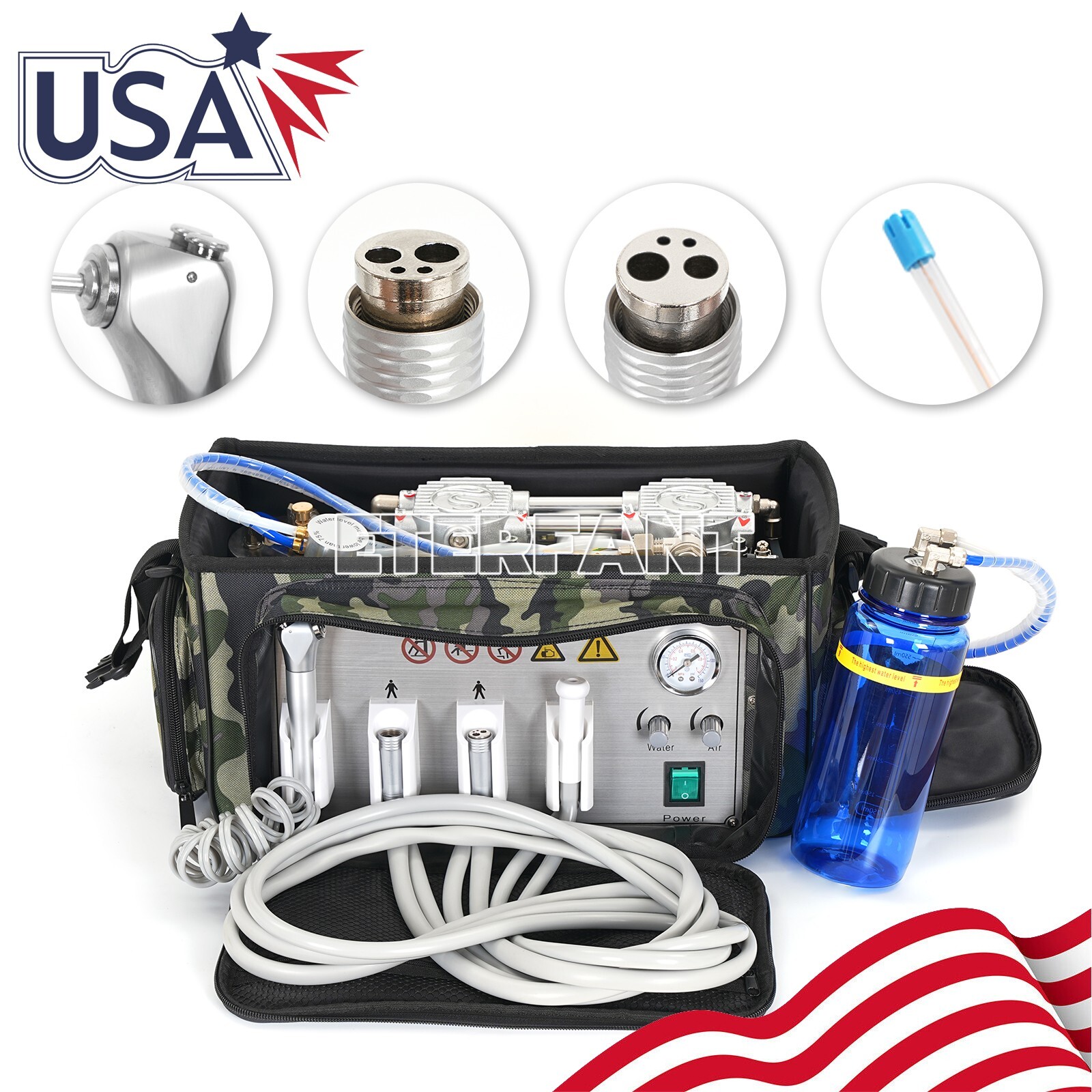 Portable Dental Delivery Unit Bag Air Compressor Suction System 4 Hole BD-401 US