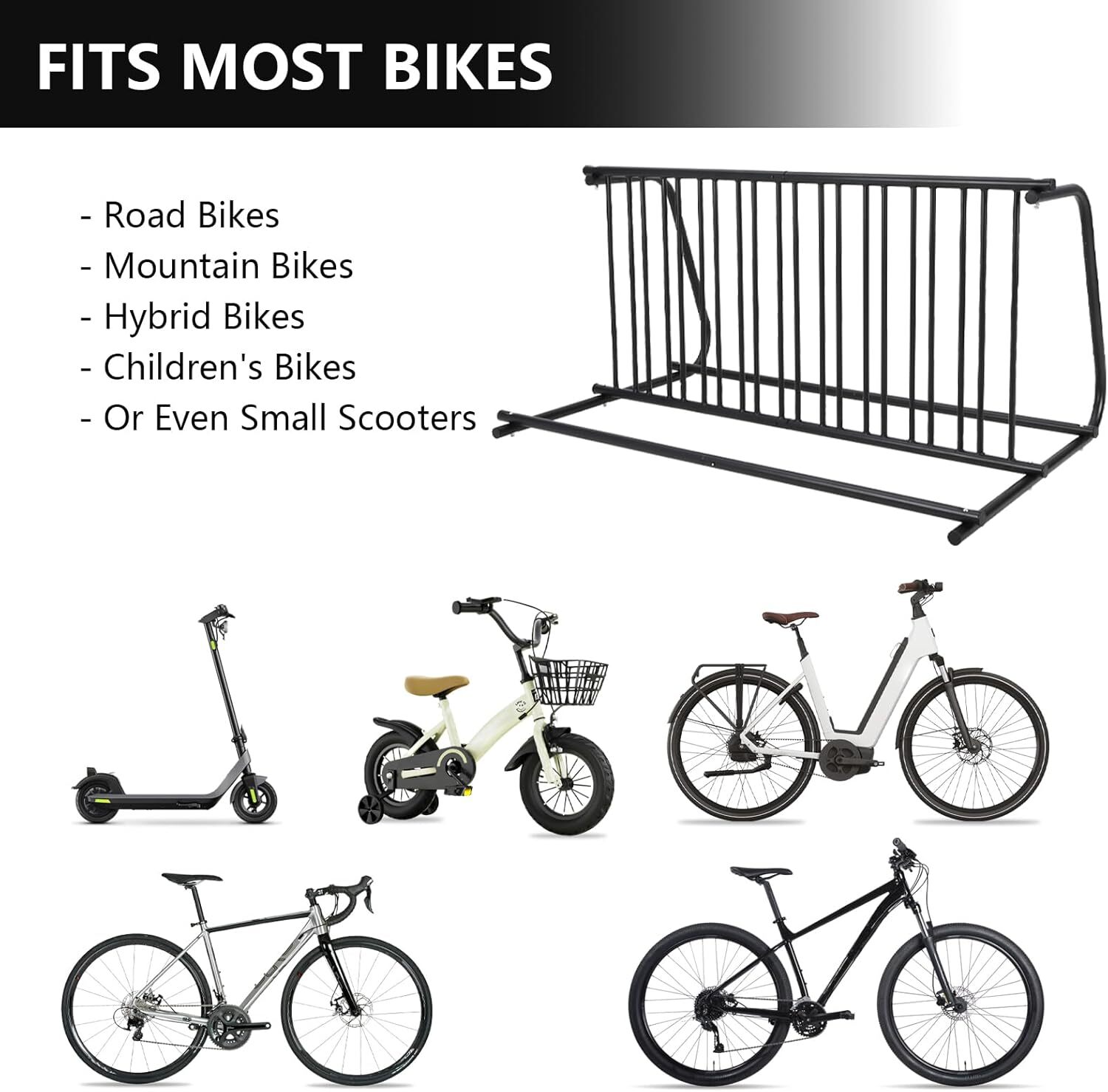 Floor Grid Bike Rack Stand 10-Bike Capacity Dual Side Bike Storage Parking Stand