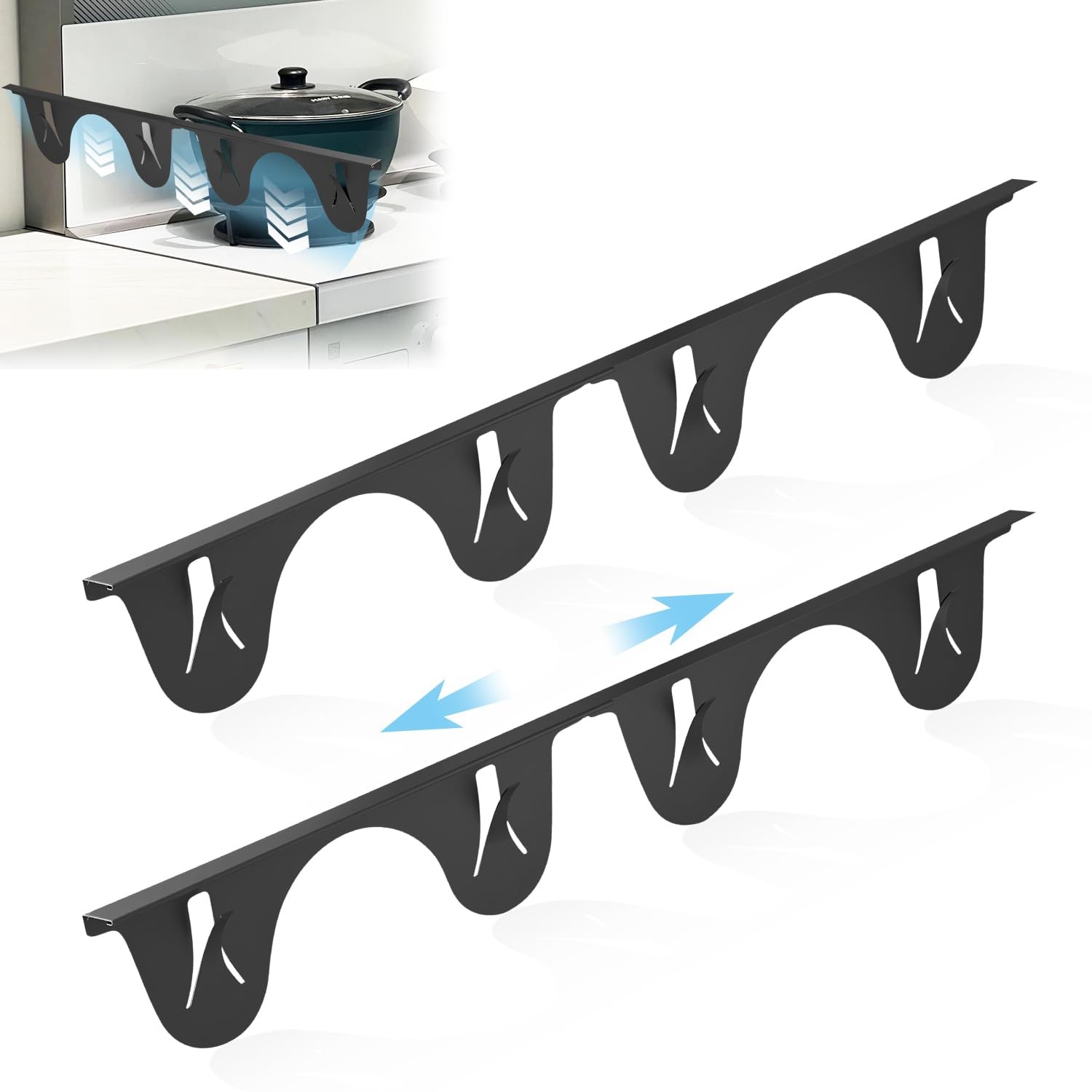 Stainless Steel Stove Gap Covers (2 Pack) – Adjustable Retractable Length 13.8"