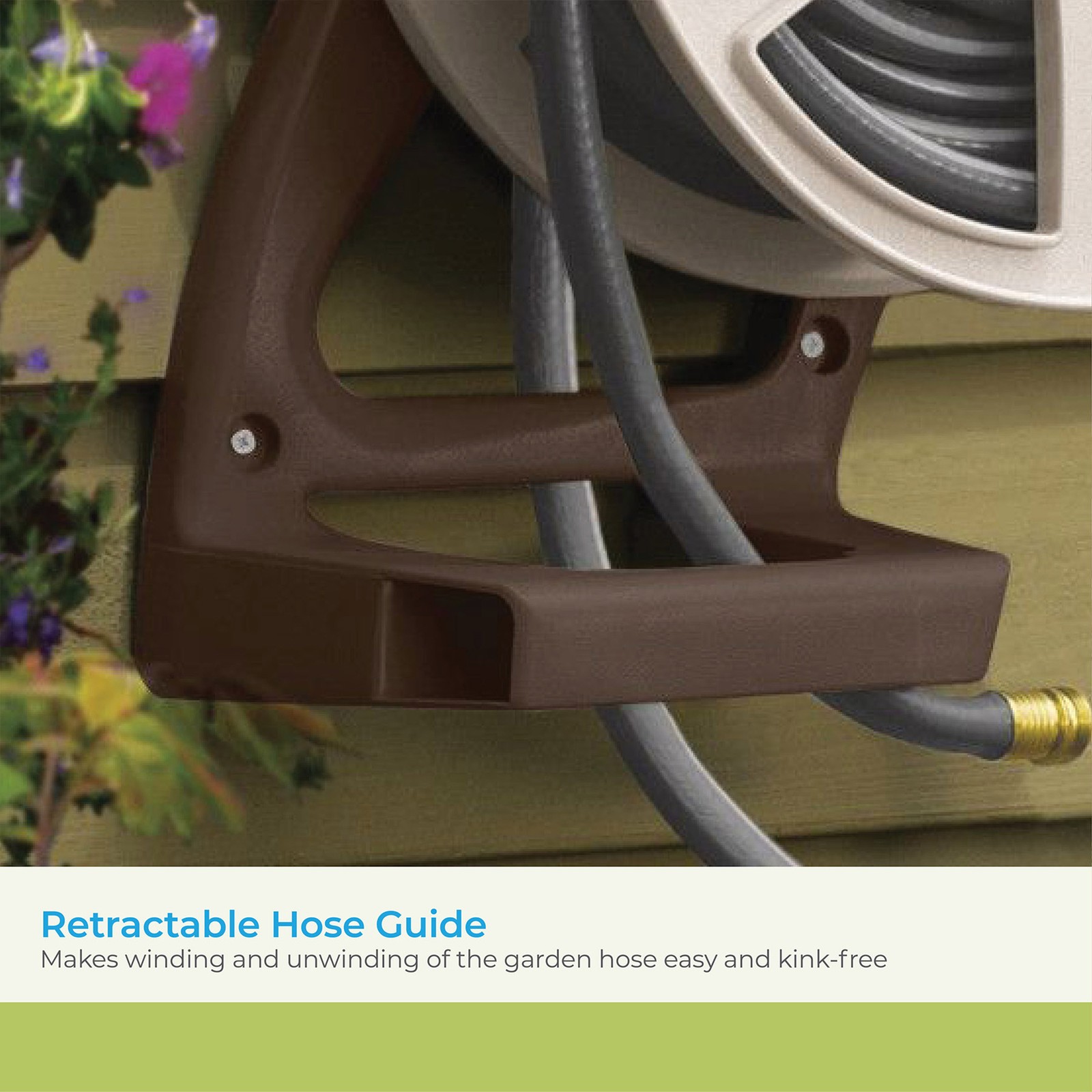 Suncast Sidewinder 100-Foot Wall Mount Garden Hose Reel, Taupe