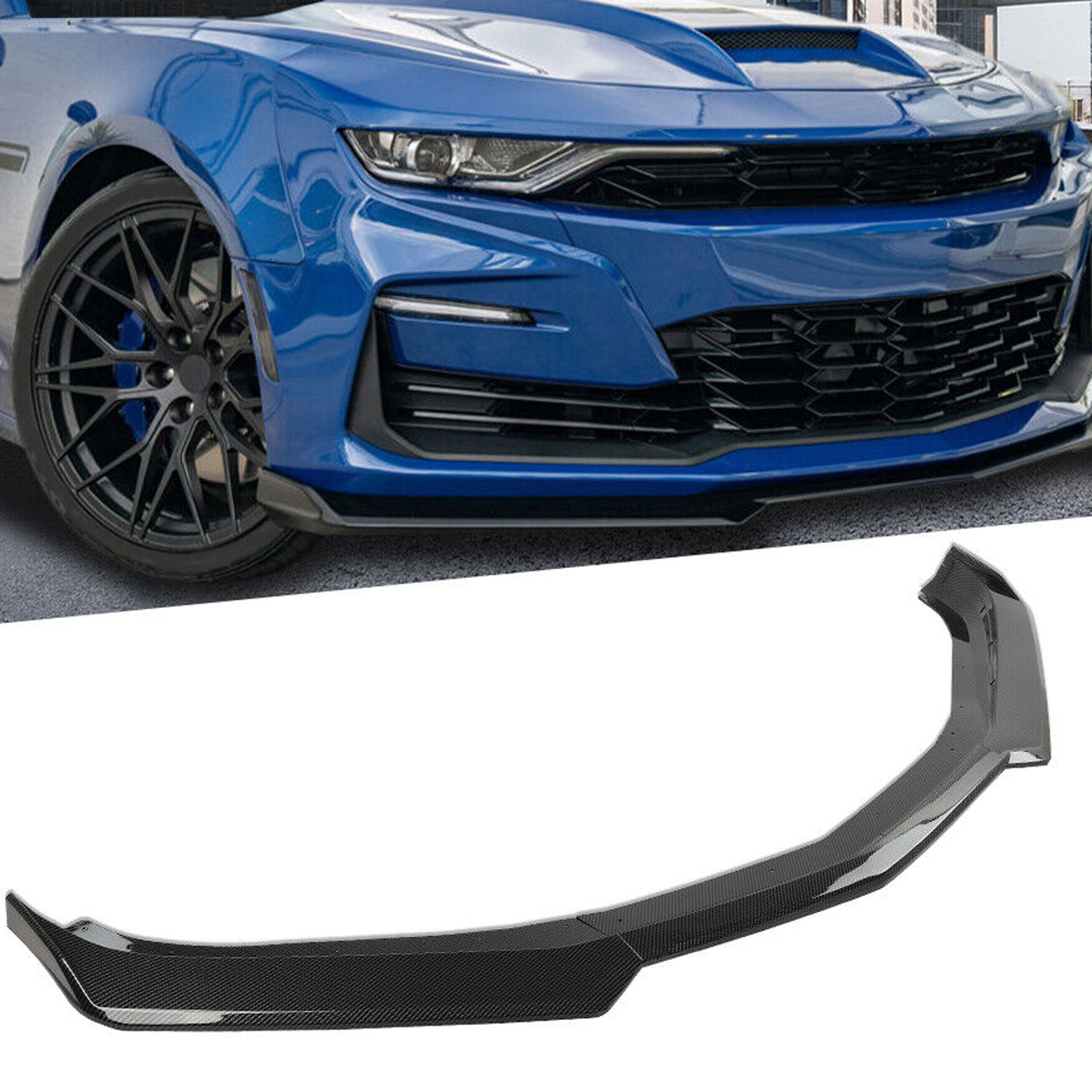 Fits For 16-22 Chevy Camaro 1LE Style Gloss Black Front Bumper Lip Splitter ABS