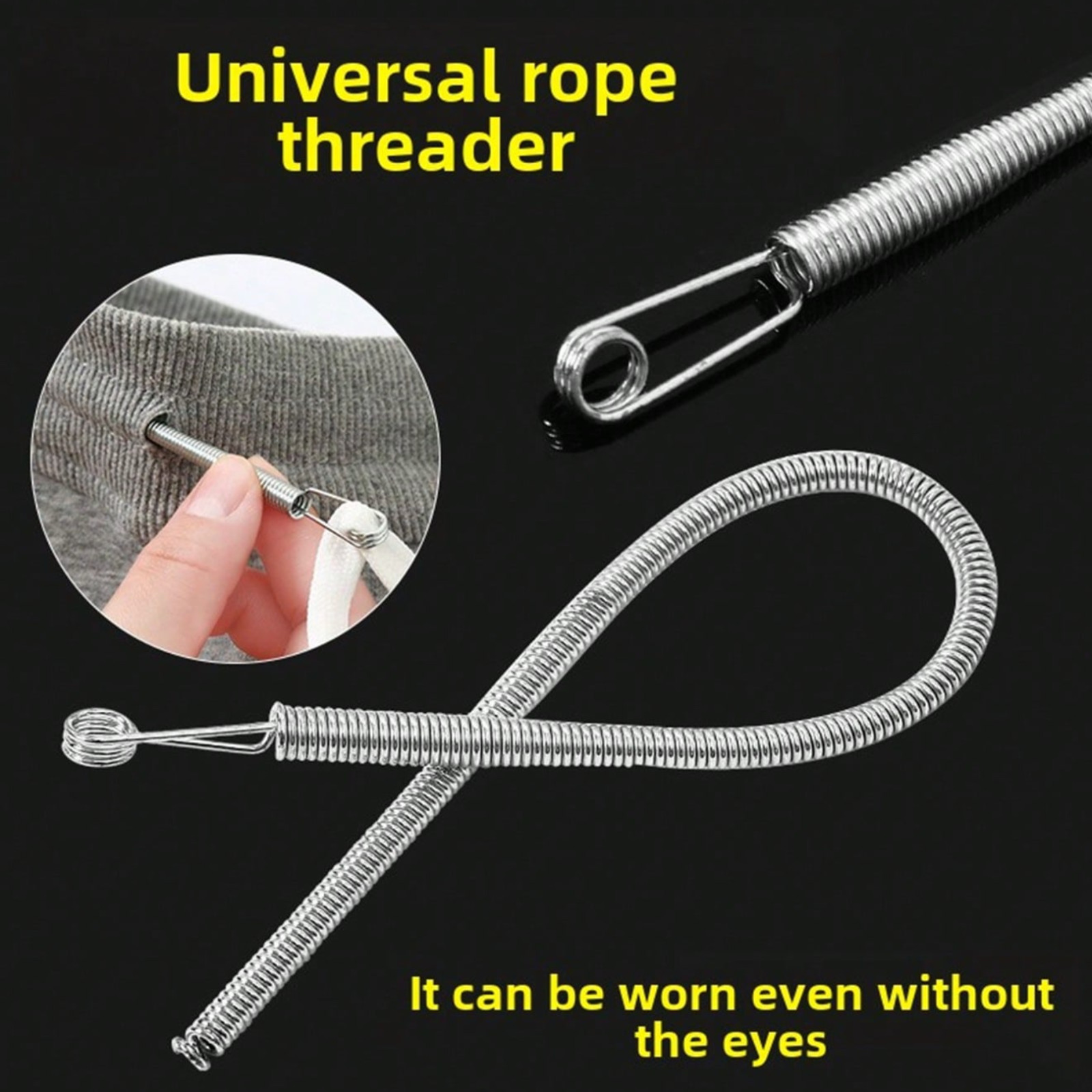Elastic Threader Clips Rope Band Drawstring Cord Guide Effortless Threading Tool