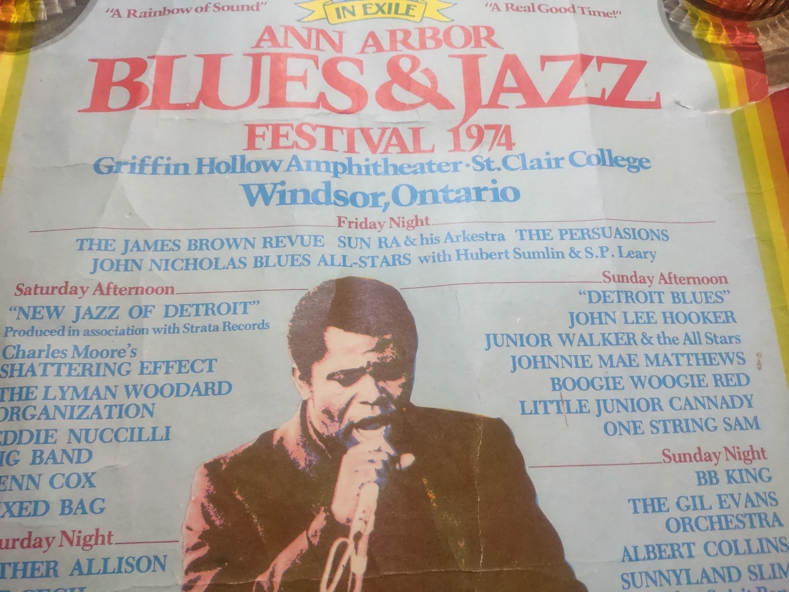 ORIGINAL 1974 ANN ARBOR BLUES & JAZZ FESTIVAL POSTER FEATURING JAMES BROWN