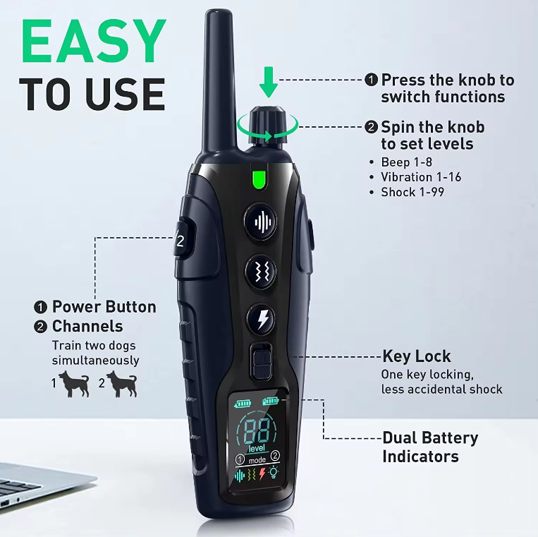 TQT Dog Training Collar - Remote Control 4000FT, 4 Training Modes