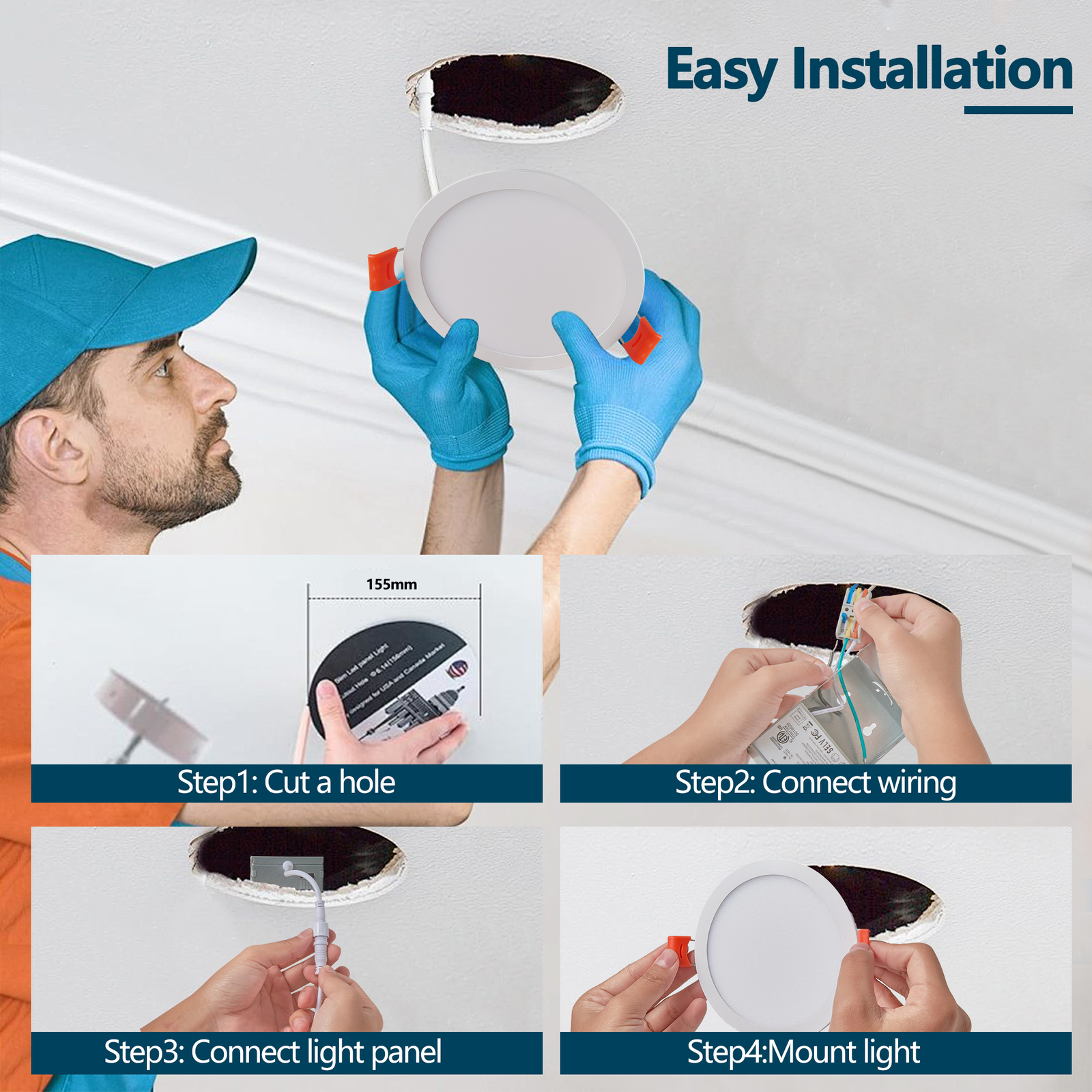 12 Pack 6 Inch 5CCT LED Recessed Ceiling Dimmable Panel Light with Junction Box