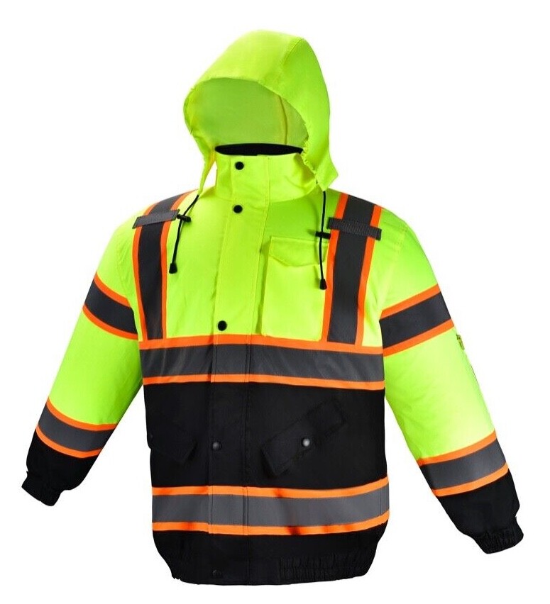 Class 3 Yellow High Visibility Waterproof Bomber Jacket /Insulated Parka
