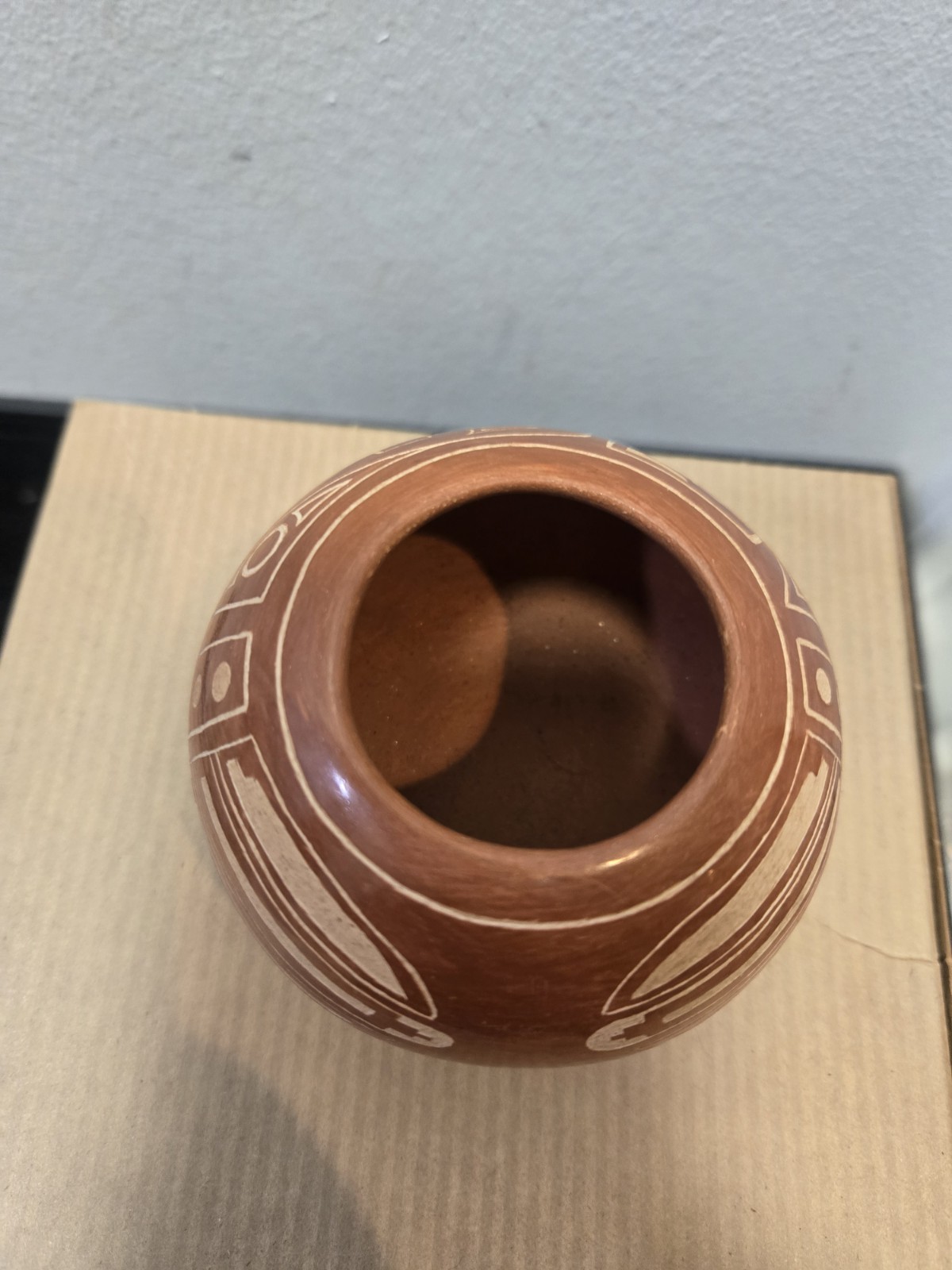 Hand Etched Design Pot Signed MF Toledo (Jemez N. Mexico)