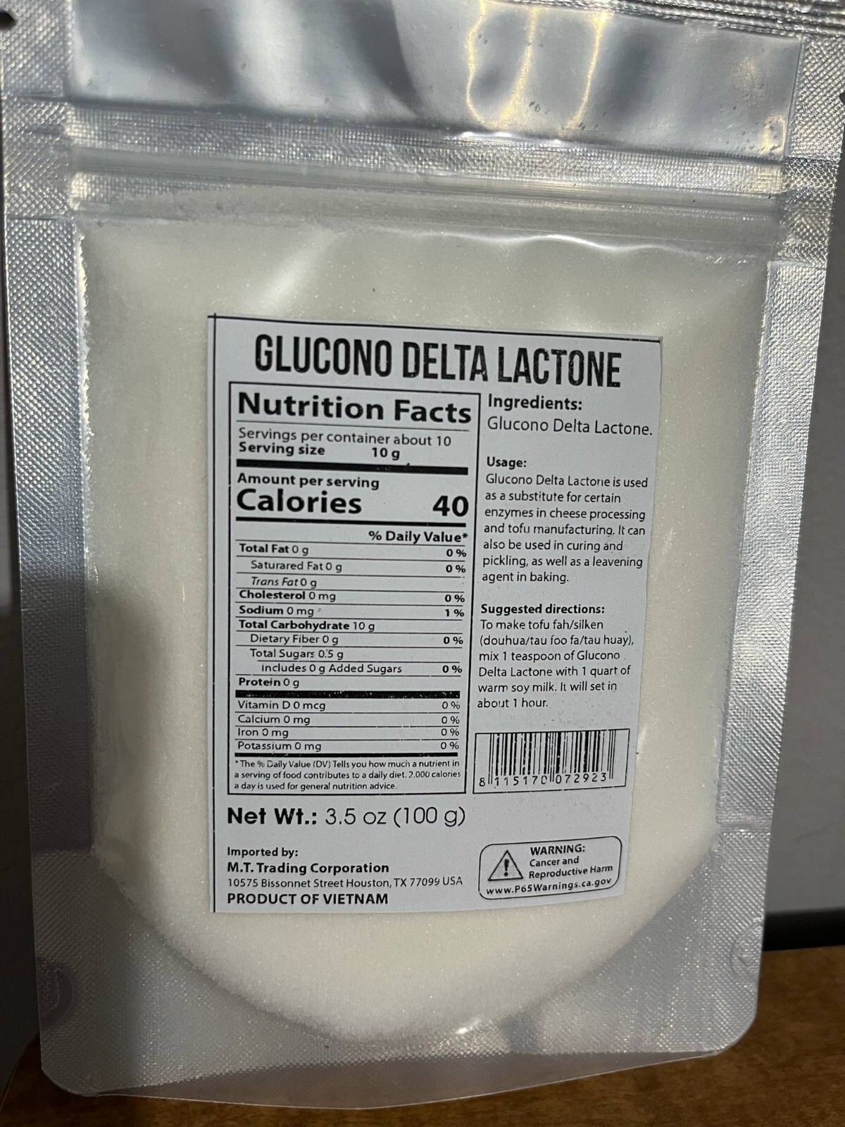 Glucono Delta Lactone -GDL- Duong Nho by Khoi Minh- Food Grade Tofu Coagulant