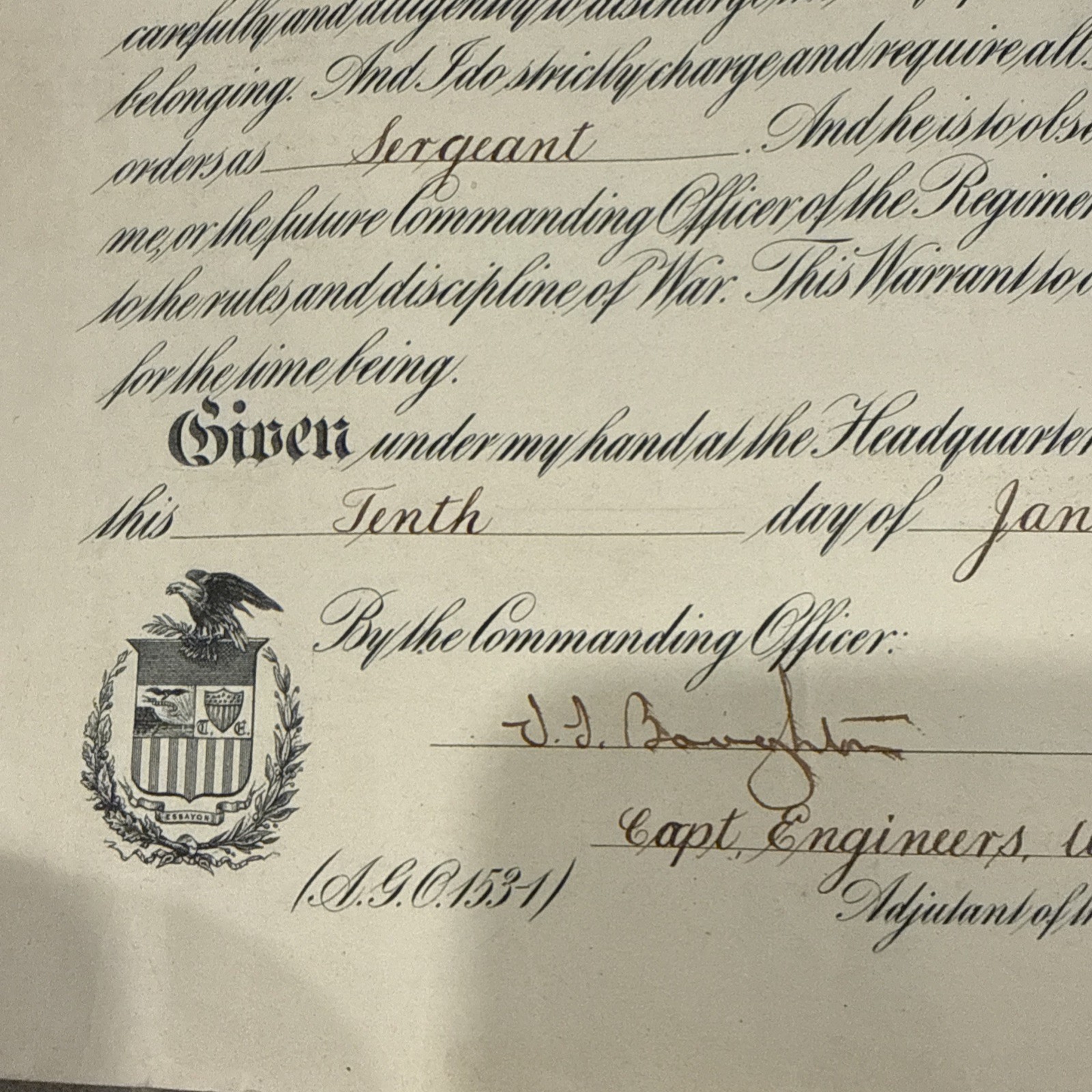 WWI 1918 11th Regiment of Engineers AEF U.S. Army Certificate Service Hampton