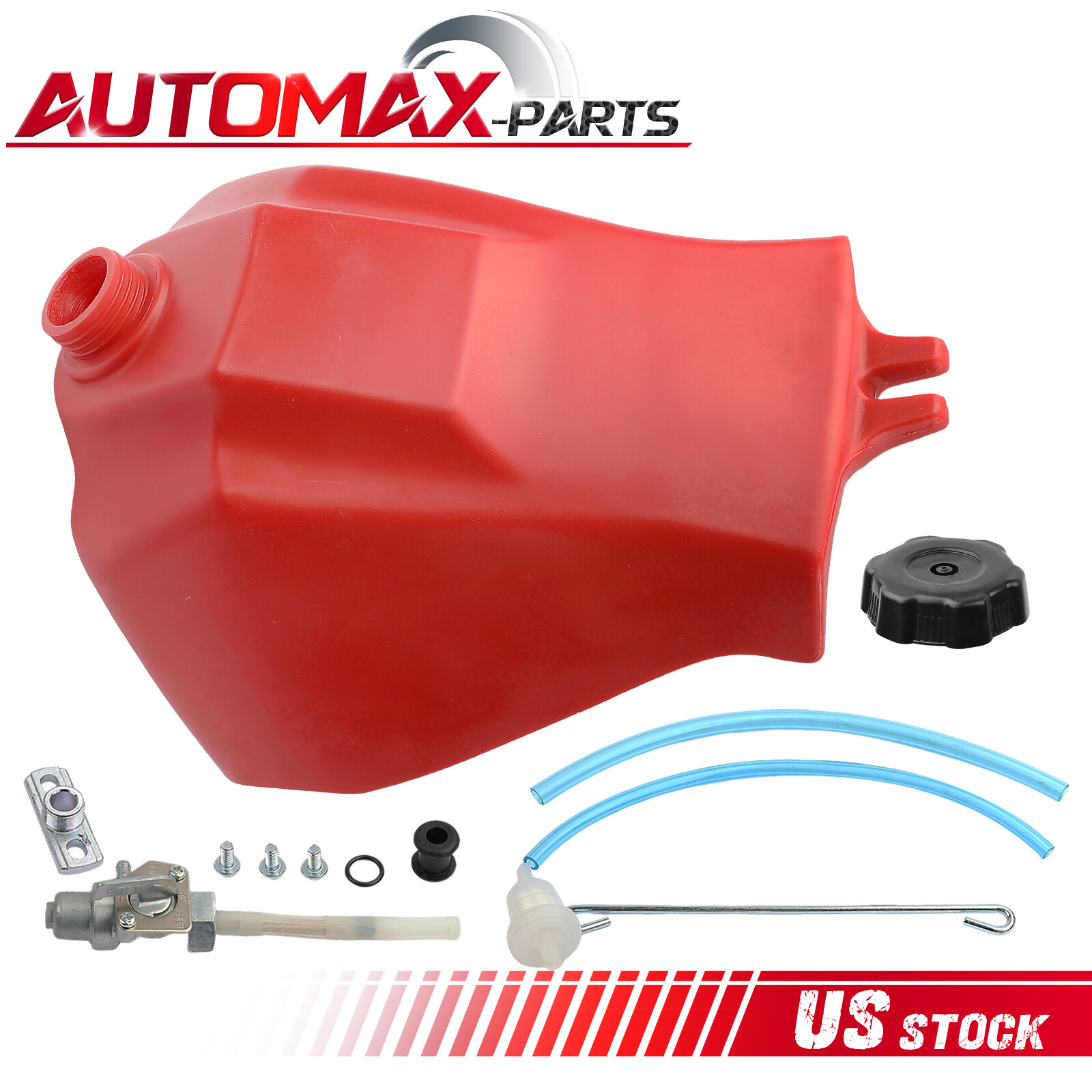 Fuel Tank with Cap and Fuel Petcock for Honda ATC185 ATC185S ATC200 ATC200S Red