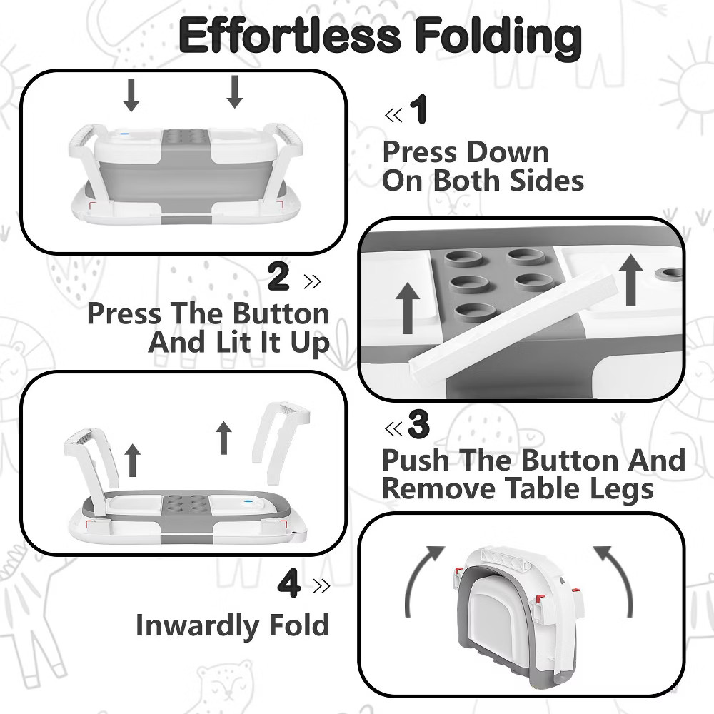 TUMAJUP Collapsible Baby Bathtub for Infants and Toddlers with Soft Cushion and