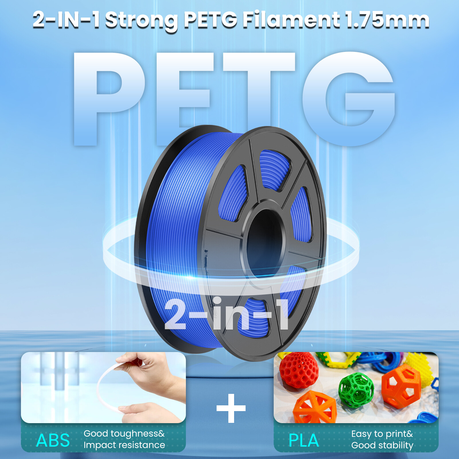 SUNLU 10×1KG 1.75MM PETG Filament High toughness 3D Printer Consumables