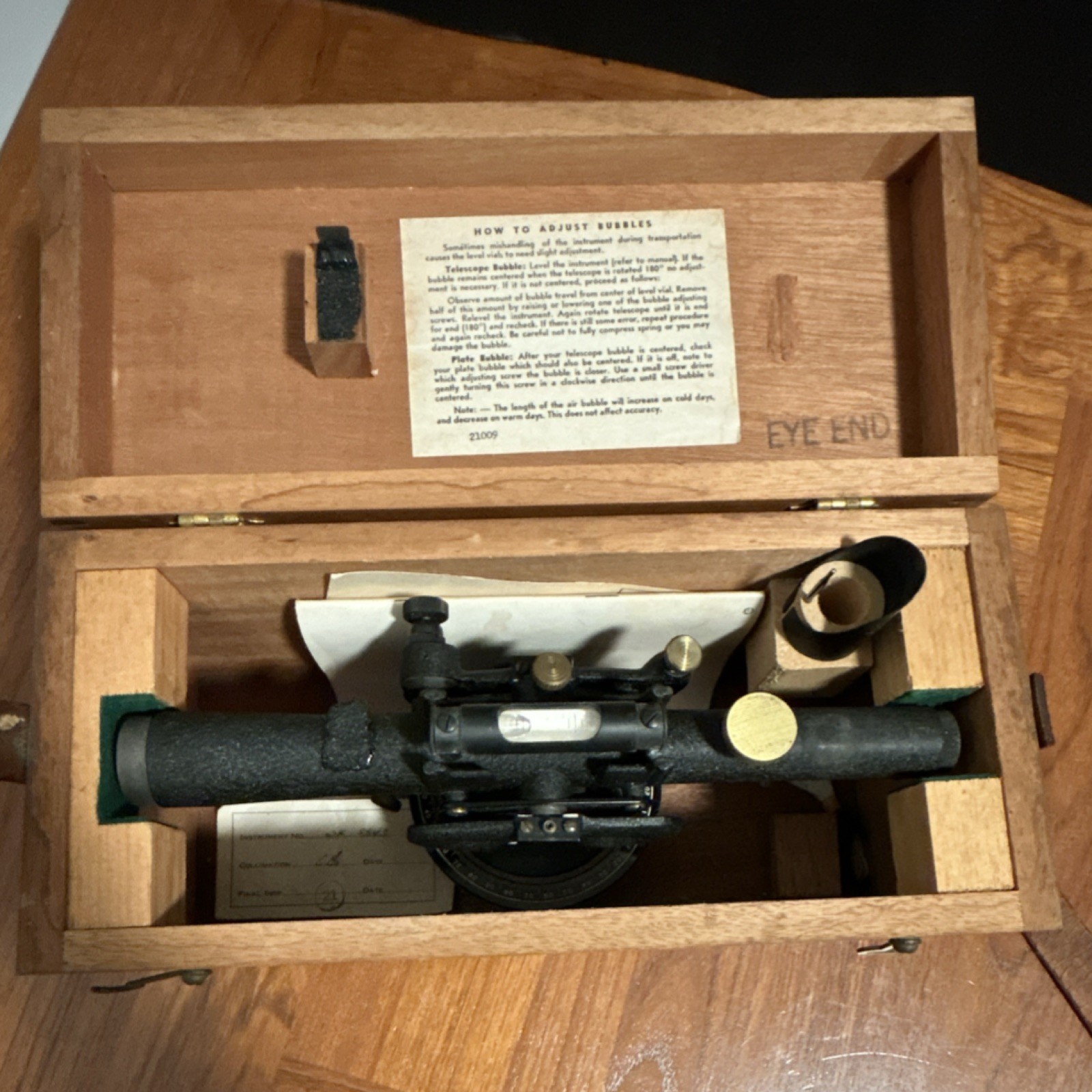Berger 143A Transit-Level Engineering Instrument with Wooden Case and Manual