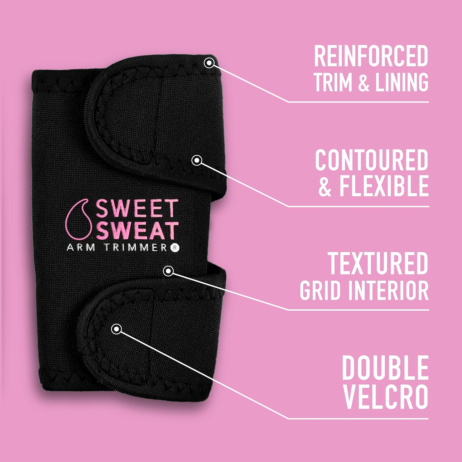 Sweet Sweat Arm Trimmer - Pink Small (14 x 5.25in) + Mesh Bag for Wash / Storage